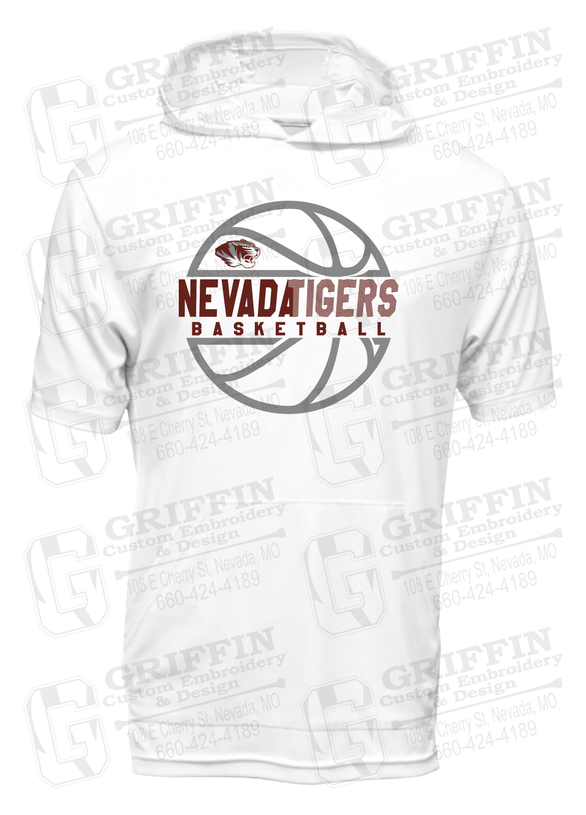 Dry-Fit Short Sleeve T-Shirt Hoodie - Basketball - Nevada Tigers 19-V