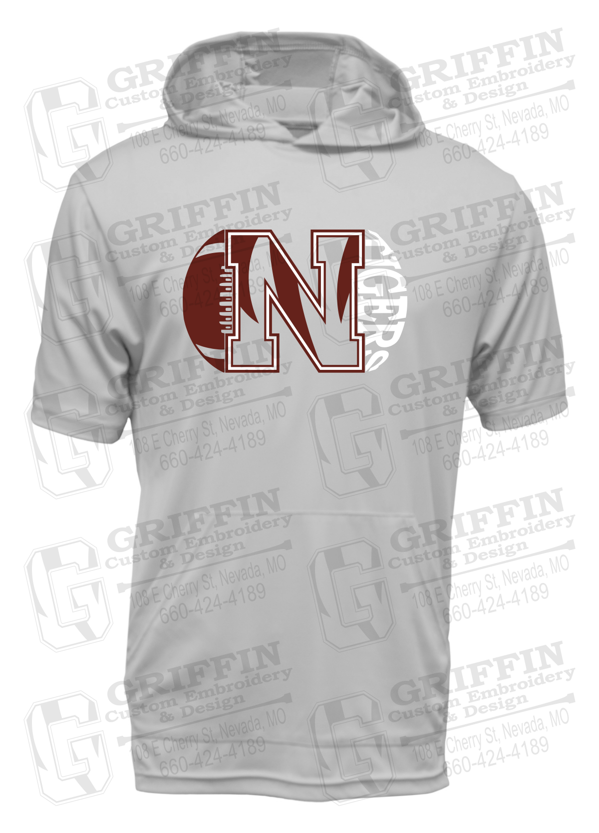 Dry-Fit Short Sleeve T-Shirt Hoodie - Football - Nevada Tigers 20-S