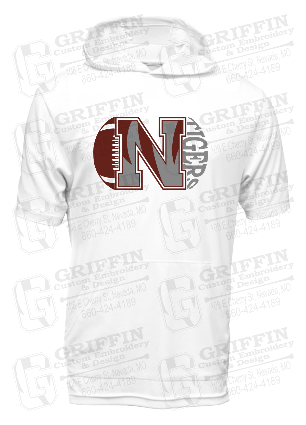 Dry-Fit Short Sleeve T-Shirt Hoodie - Football - Nevada Tigers 20-S