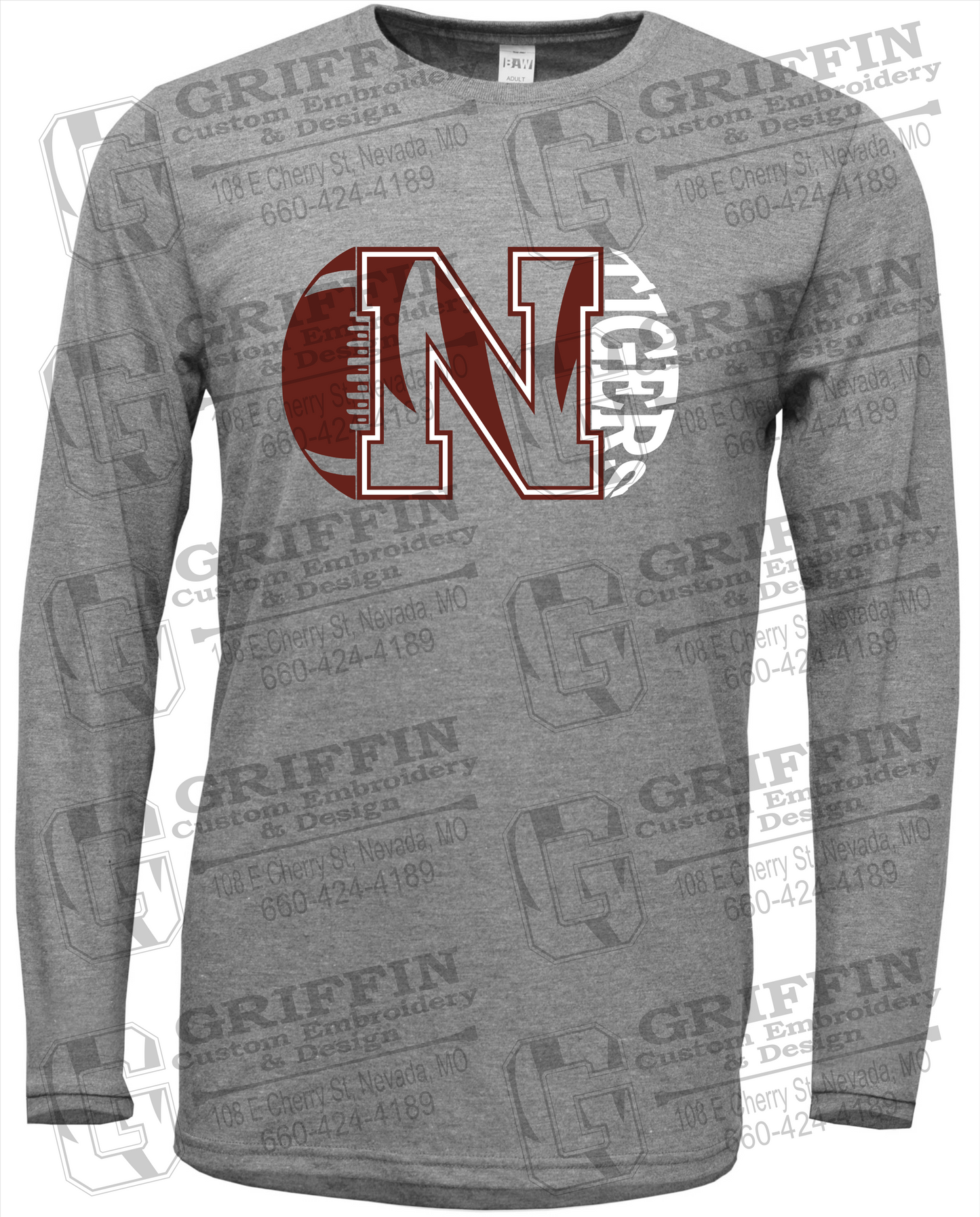 Soft-Tek Long Sleeve T-Shirt - Football - Nevada Tigers 20-S