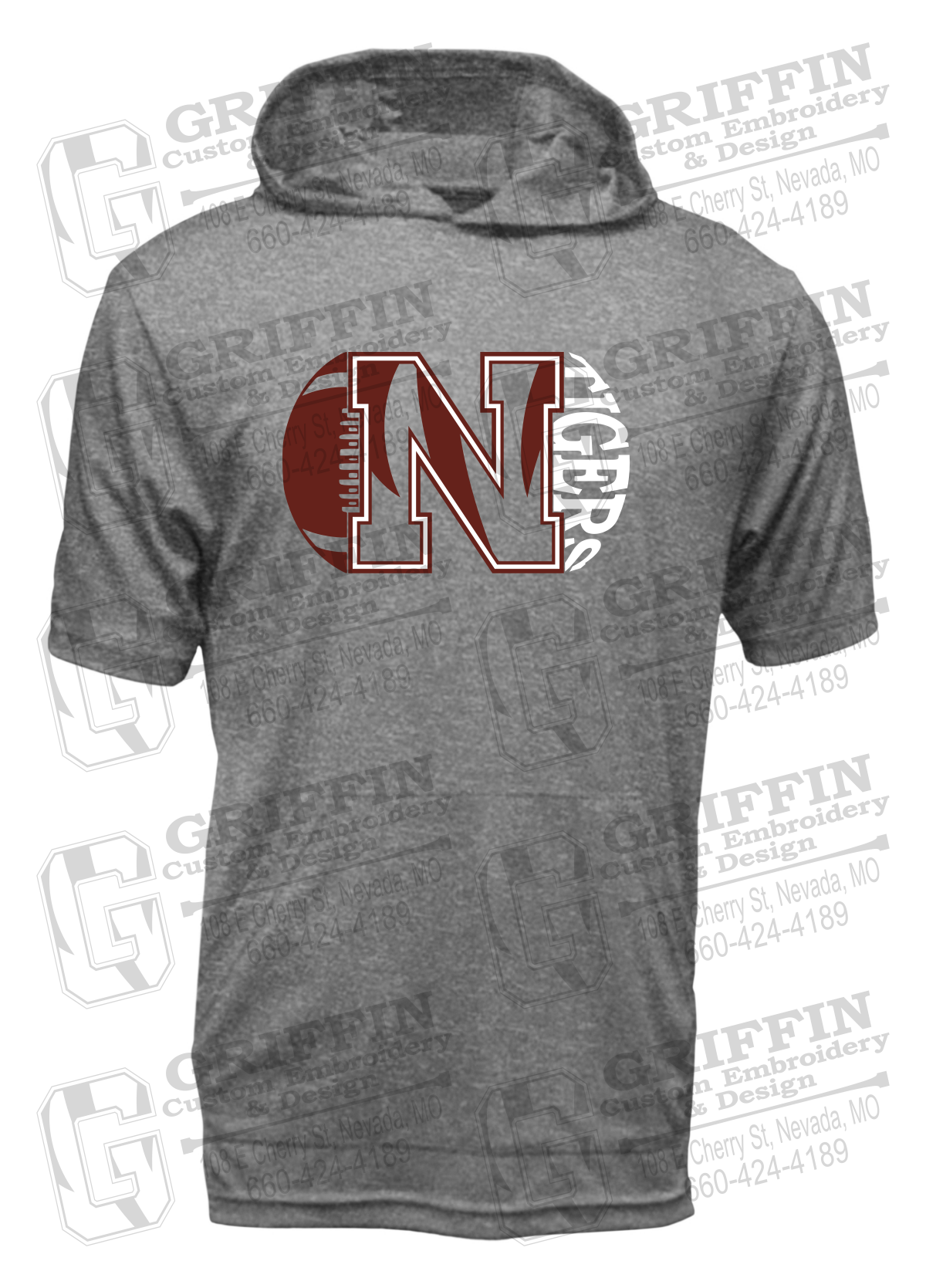 Dry-Fit Short Sleeve T-Shirt Hoodie - Football - Nevada Tigers 20-S