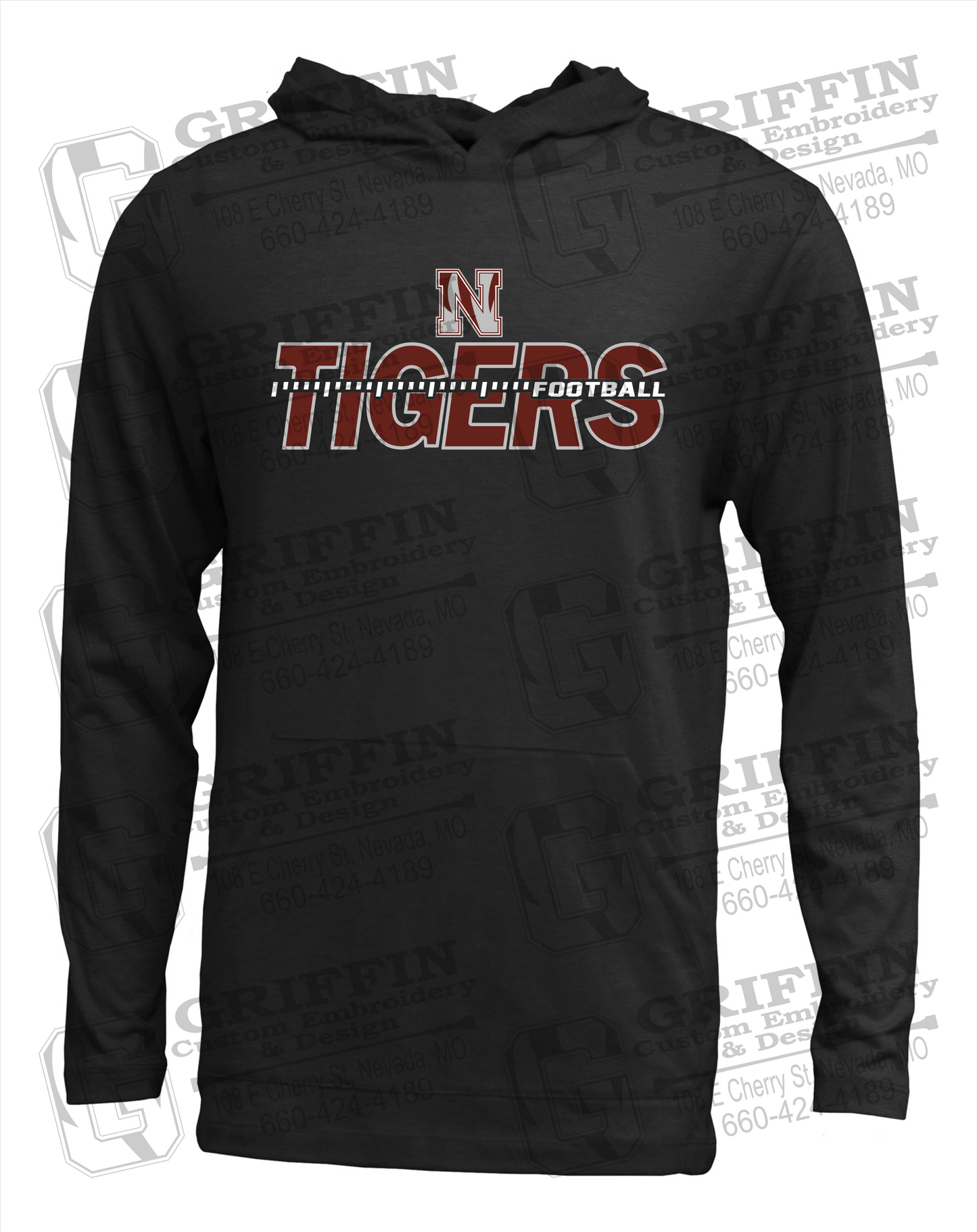 Soft-Tek T-Shirt Hoodie - Football - Nevada Tigers 21-D