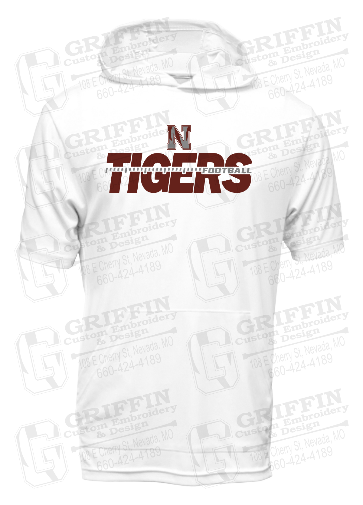 Dry-Fit Short Sleeve T-Shirt Hoodie - Football - Nevada Tigers 21-D
