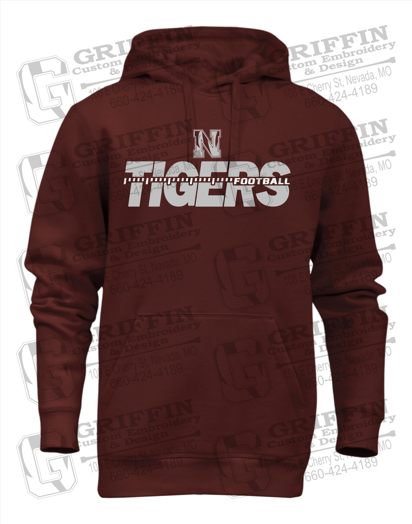 Heavyweight Fleece Hoodie - Football - Nevada Tigers 21-D