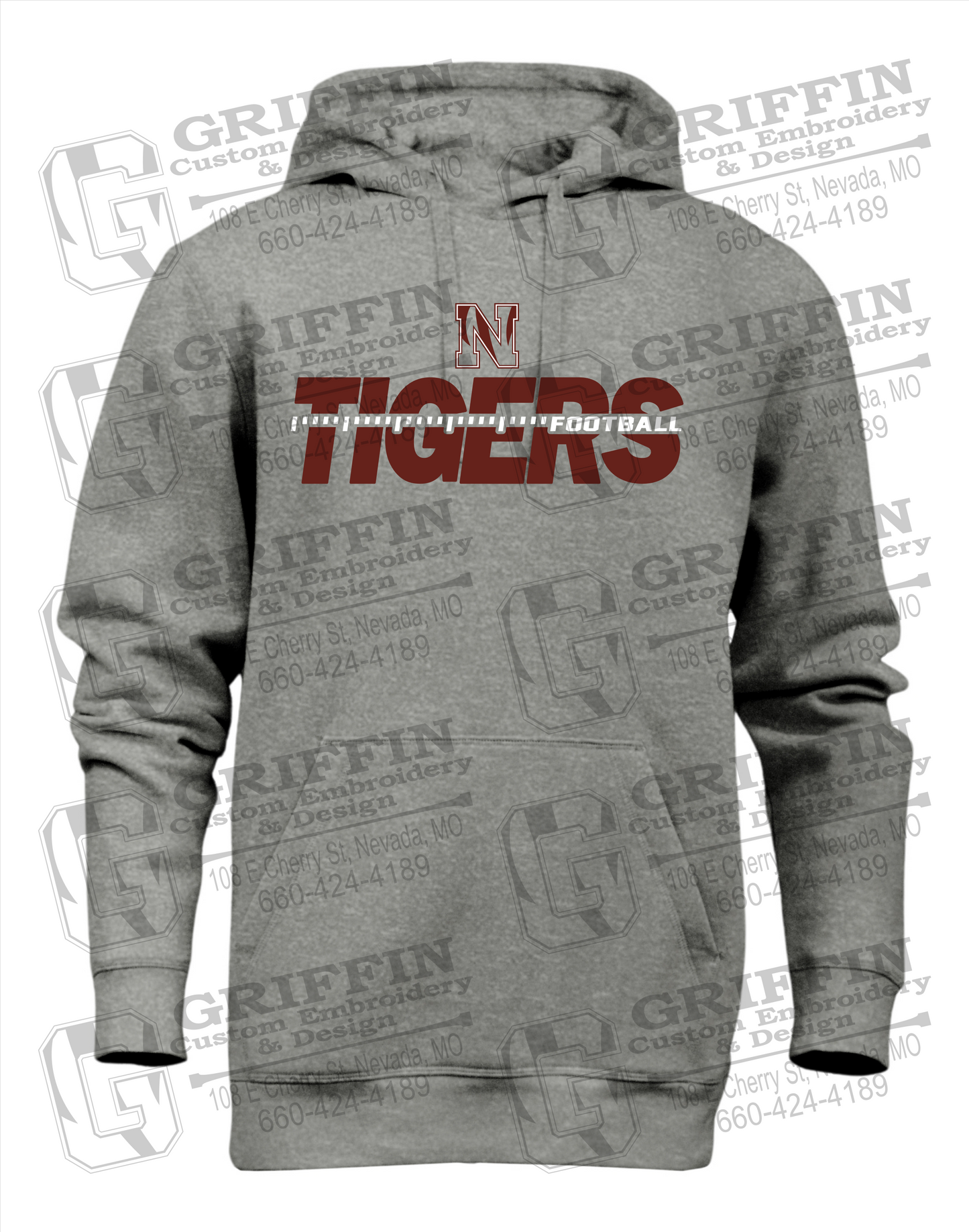 Heavyweight Fleece Hoodie - Football - Nevada Tigers 21-D