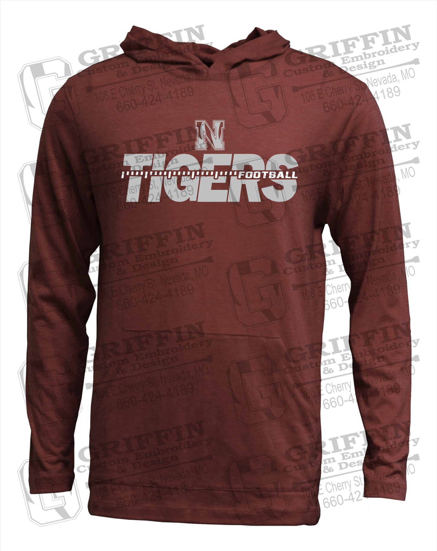 Soft-Tek T-Shirt Hoodie - Football - Nevada Tigers 21-D