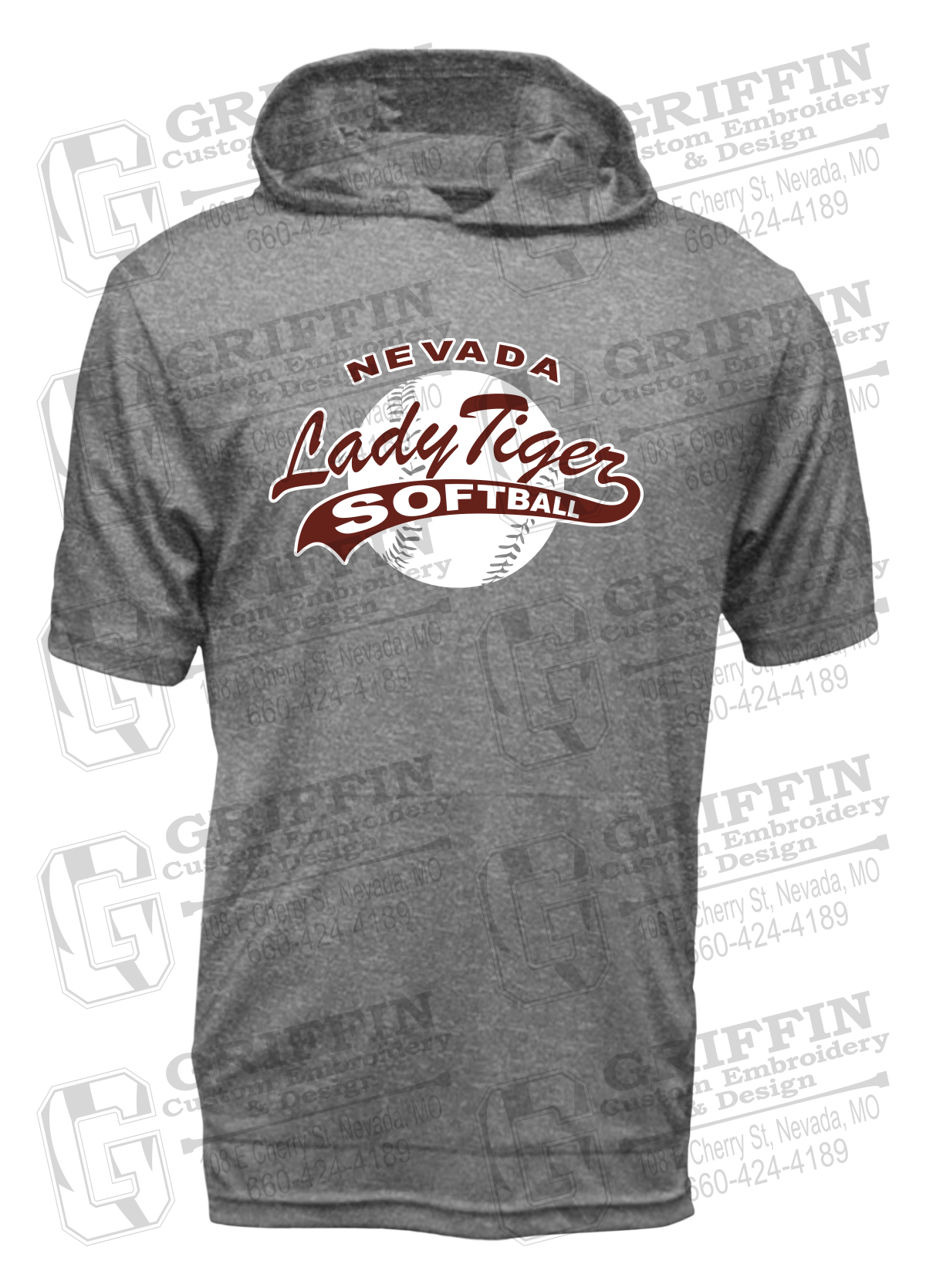 Dry-Fit Short Sleeve T-Shirt Hoodie - Softball - Nevada Tigers 21-X