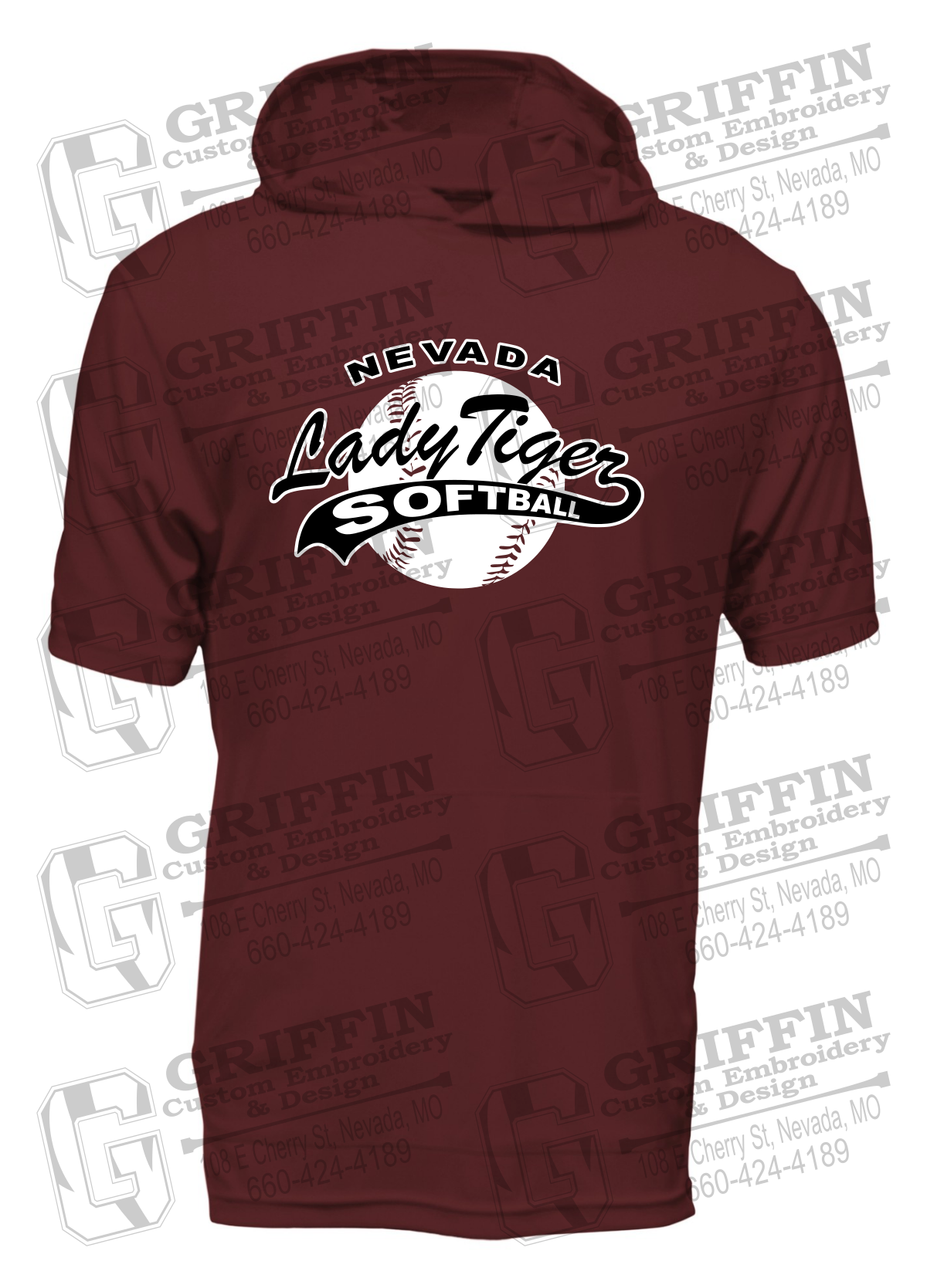 Dry-Fit Short Sleeve T-Shirt Hoodie - Softball - Nevada Tigers 21-X