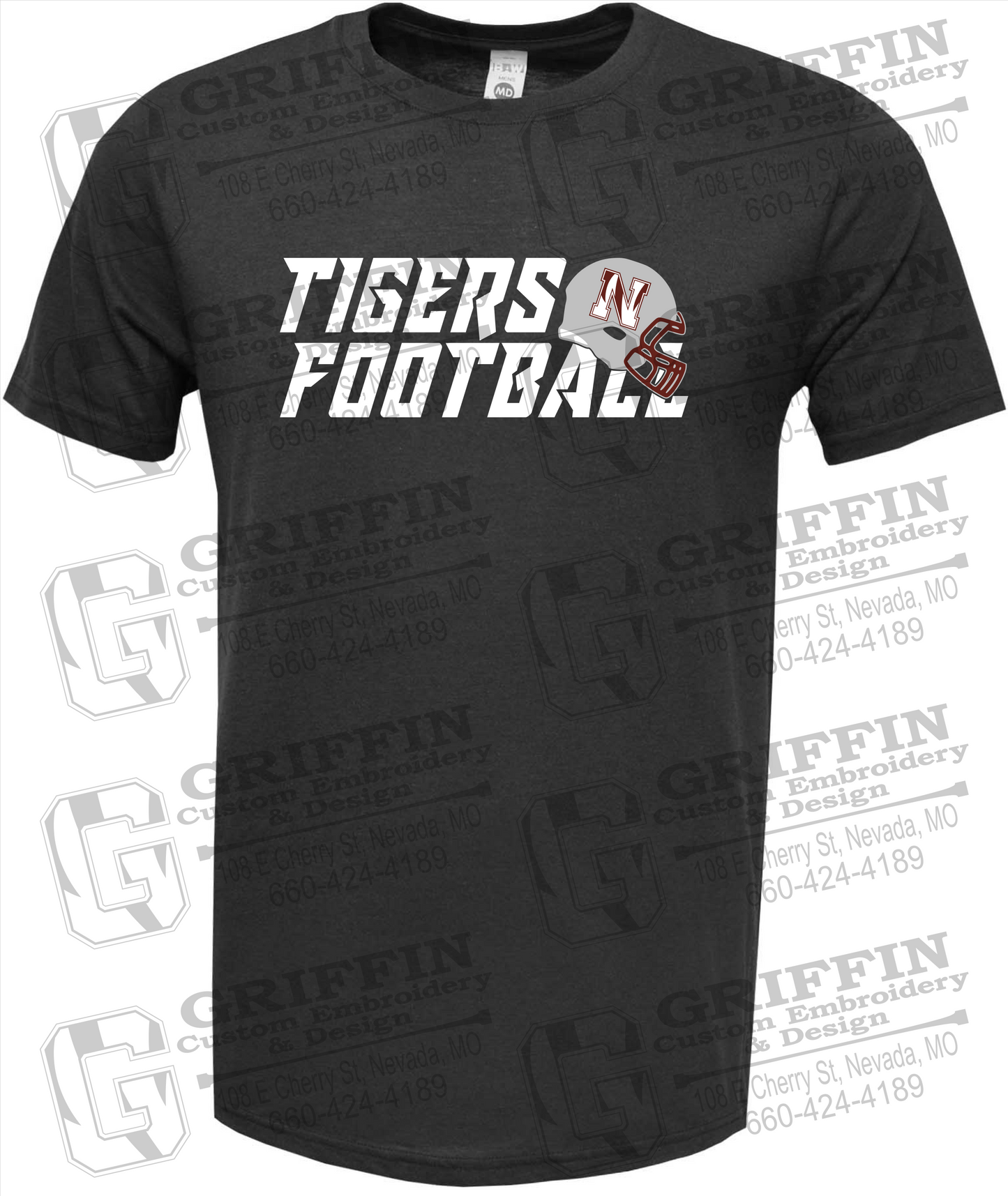 Soft-Tek Short Sleeve T-Shirt - Football - Nevada Tigers 22-O