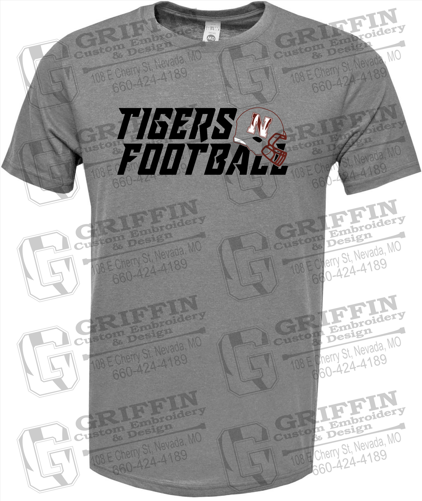 Soft-Tek Short Sleeve T-Shirt - Football - Nevada Tigers 22-O