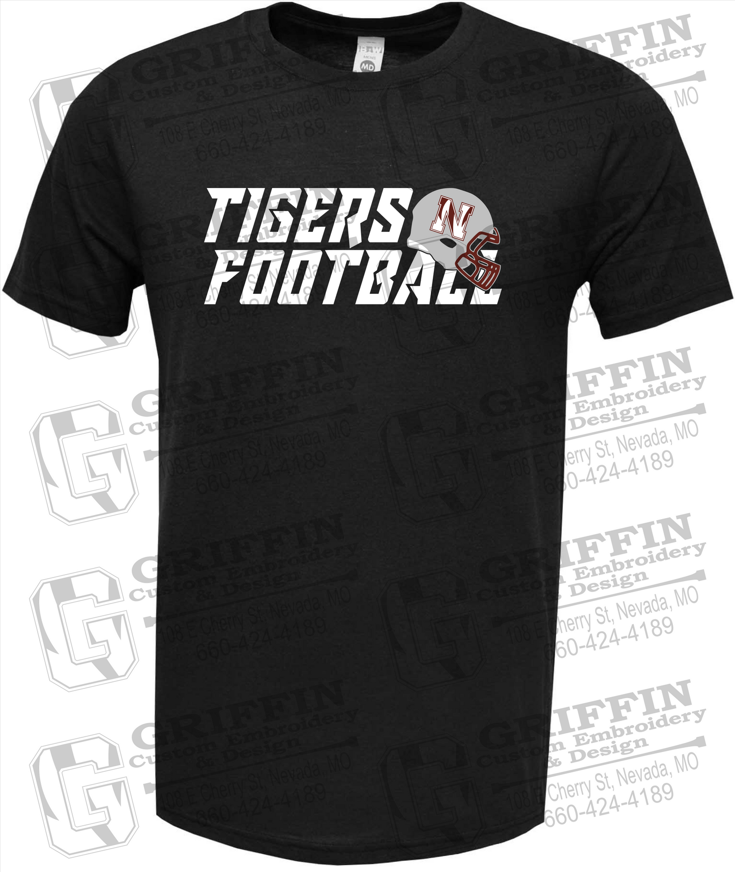 Soft-Tek Short Sleeve T-Shirt - Football - Nevada Tigers 22-O