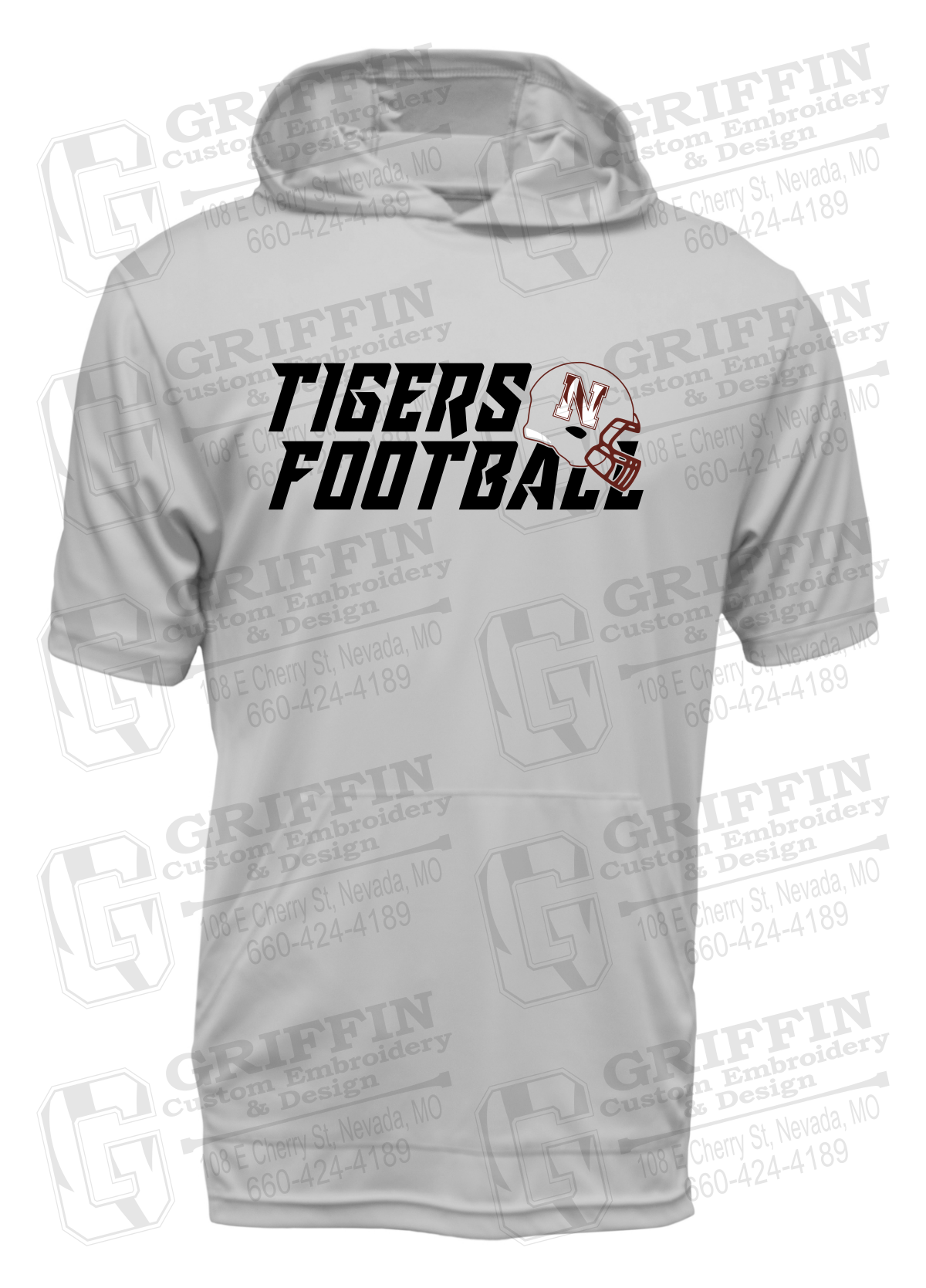 Dry-Fit Short Sleeve T-Shirt Hoodie - Football - Nevada Tigers 22-O