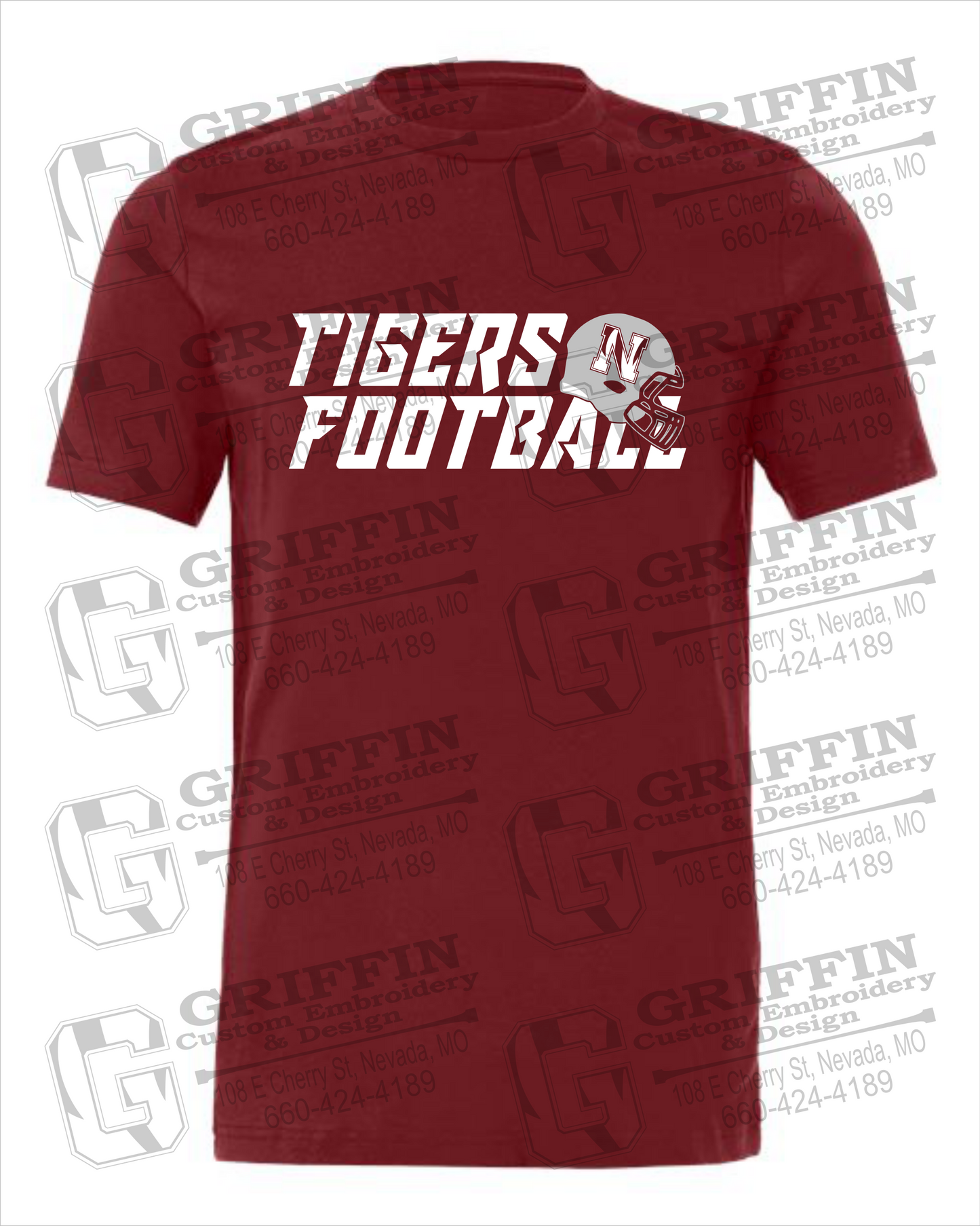 Nevada Tigers 22-O 100% Cotton Short Sleeve T-Shirt - Football