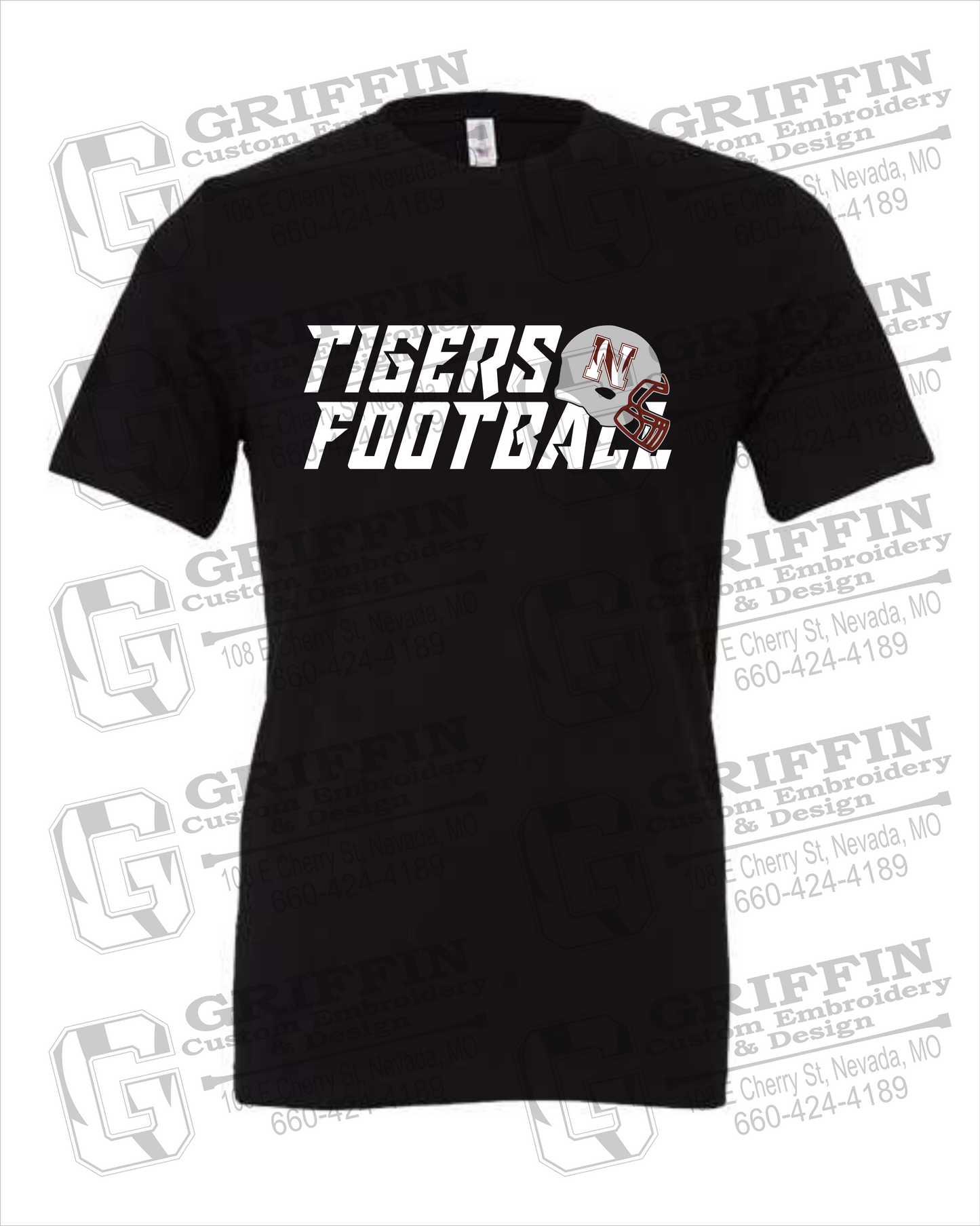 Nevada Tigers 22-O 100% Cotton Short Sleeve T-Shirt - Football