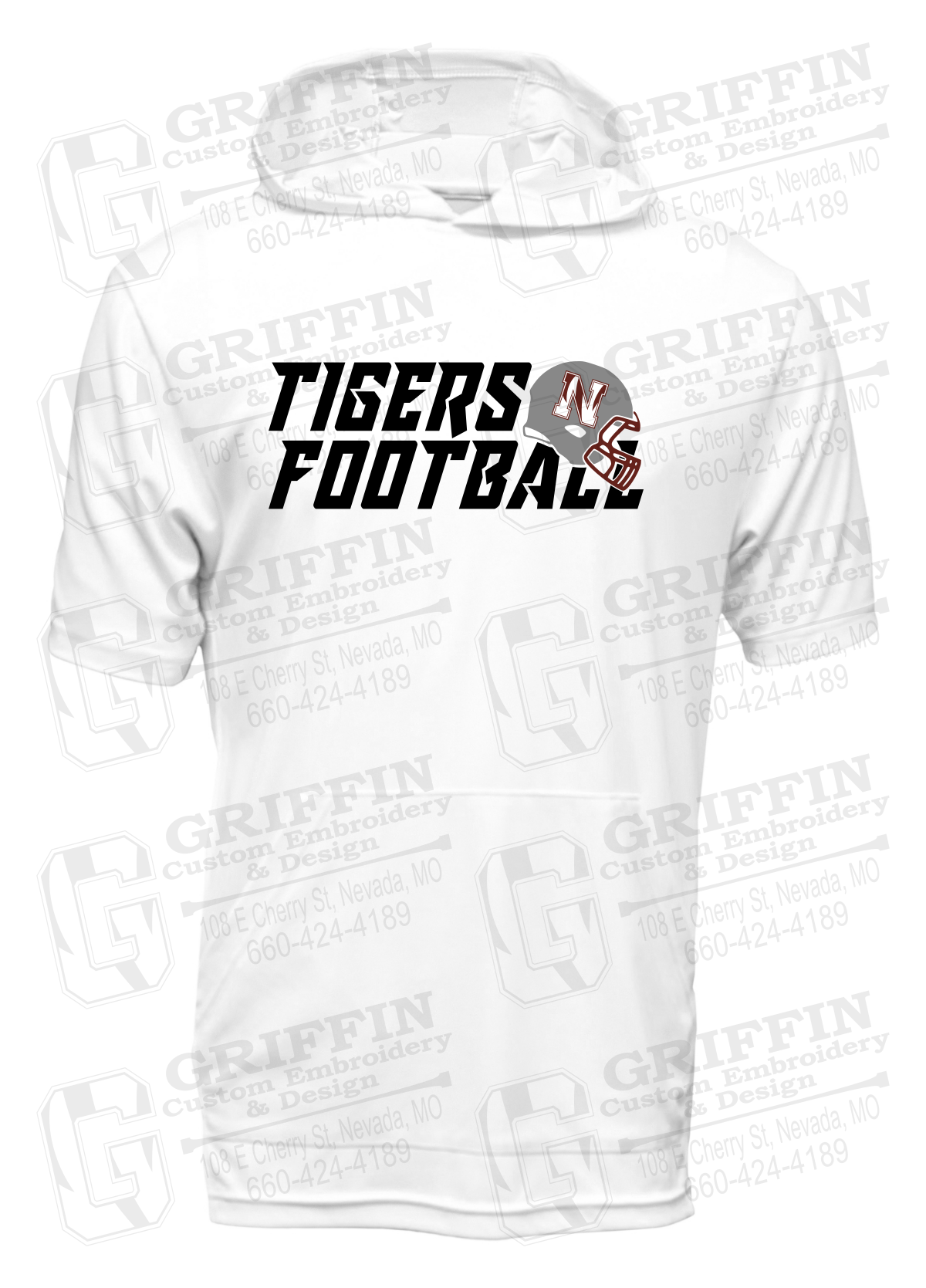 Dry-Fit Short Sleeve T-Shirt Hoodie - Football - Nevada Tigers 22-O
