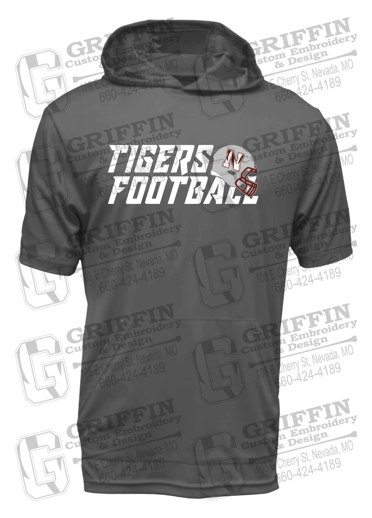 Dry-Fit Short Sleeve T-Shirt Hoodie - Football - Nevada Tigers 22-O