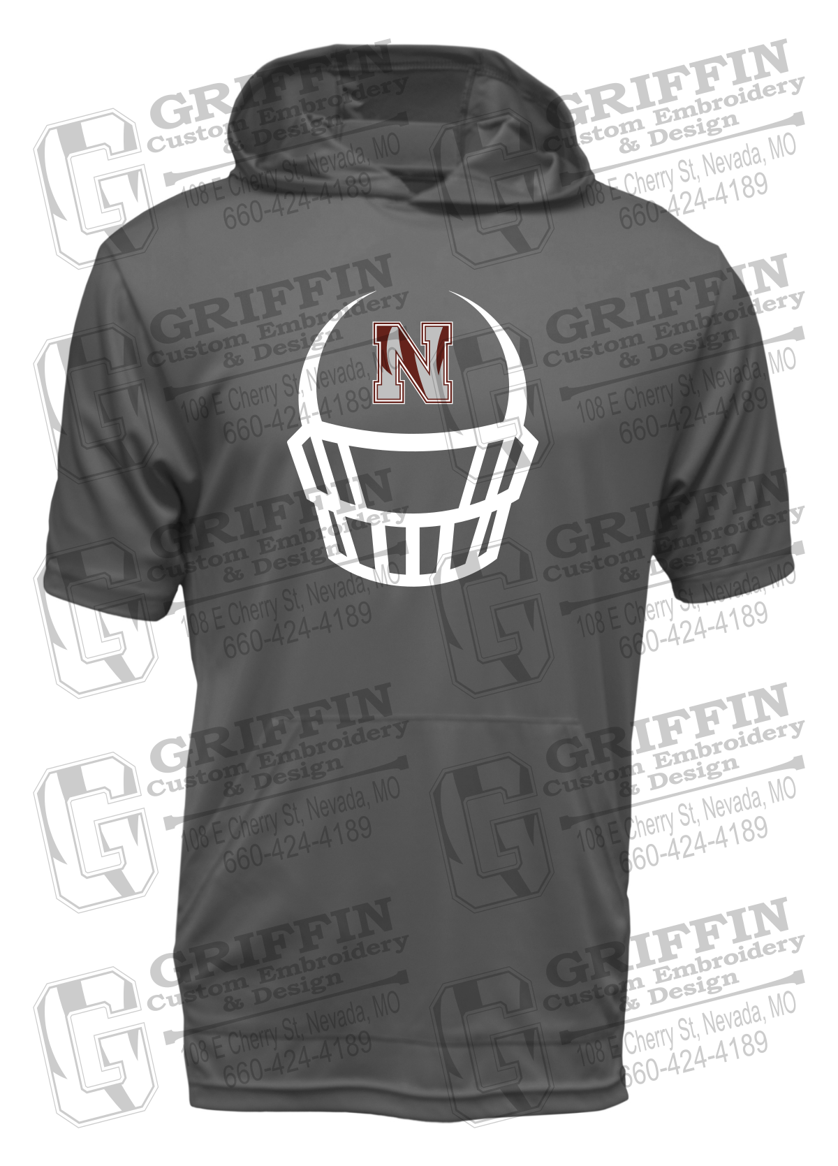 Dry-Fit Short Sleeve T-Shirt Hoodie - Football - Nevada Tigers 22-P