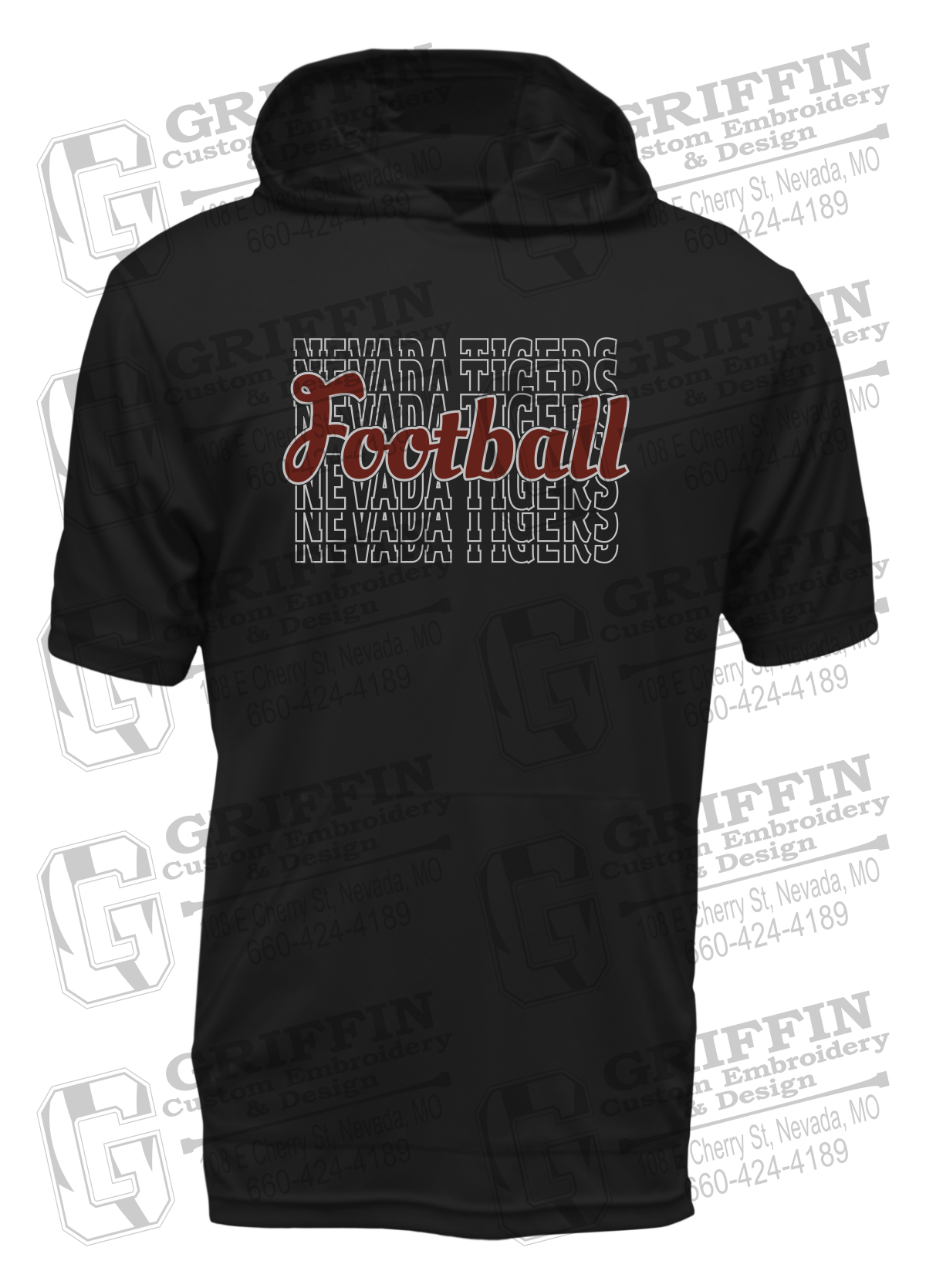 Dry-Fit Short Sleeve T-Shirt Hoodie - Football - Nevada Tigers 22-R