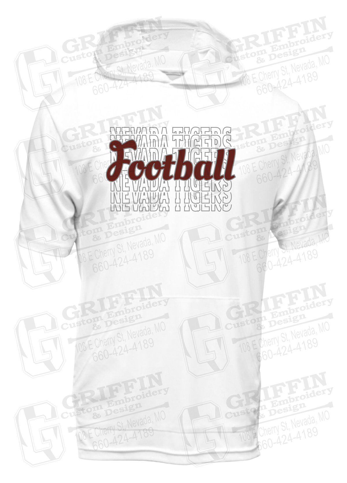 Dry-Fit Short Sleeve T-Shirt Hoodie - Football - Nevada Tigers 22-R