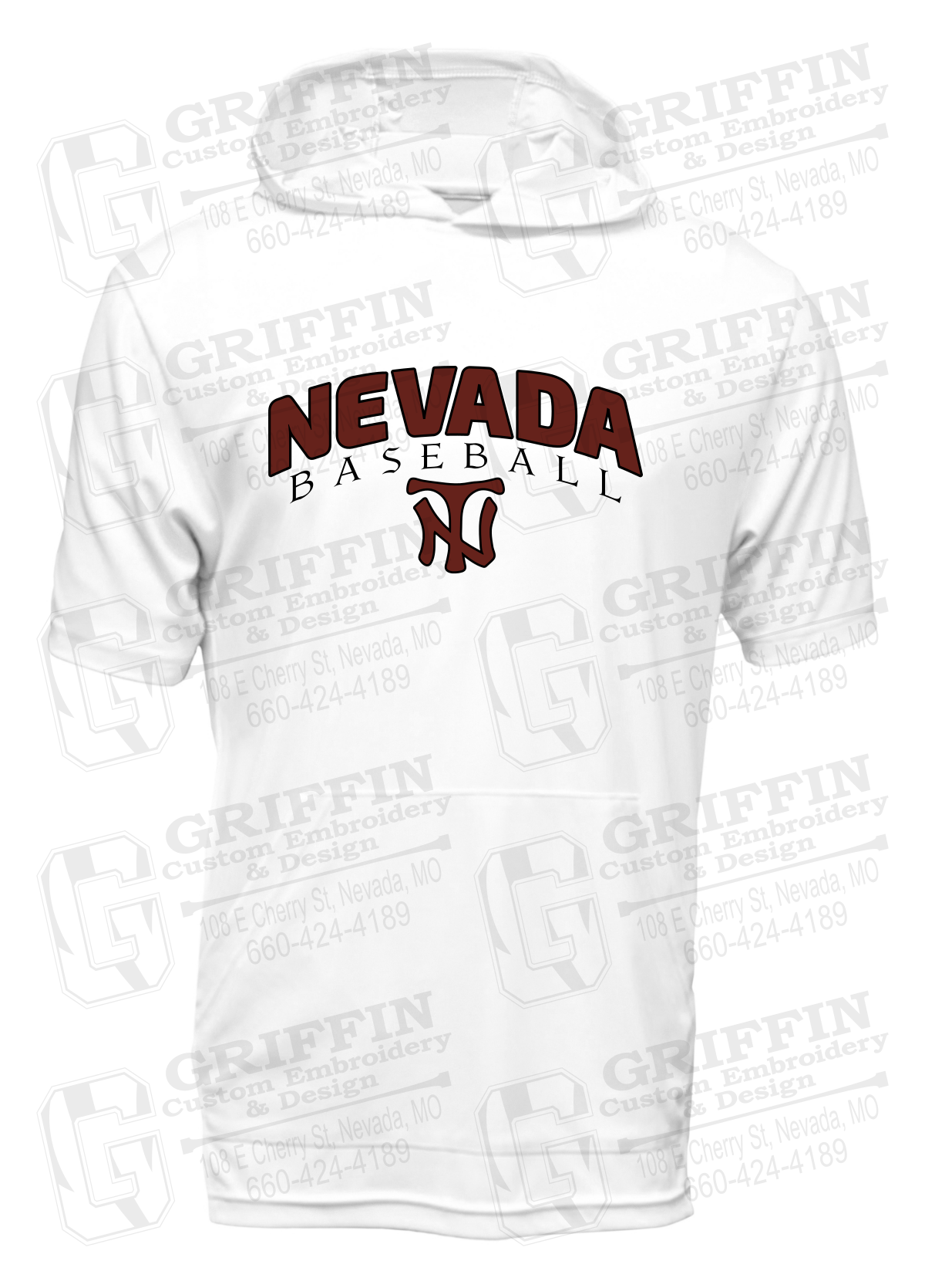 Dry-Fit Short Sleeve T-Shirt Hoodie - Baseball - Nevada Tigers 23-J
