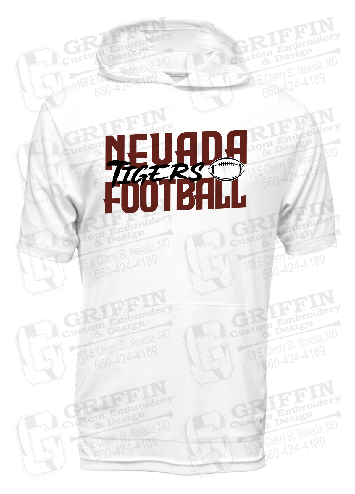 Dry-Fit Short Sleeve T-Shirt Hoodie - Football - Nevada Tigers 23-P