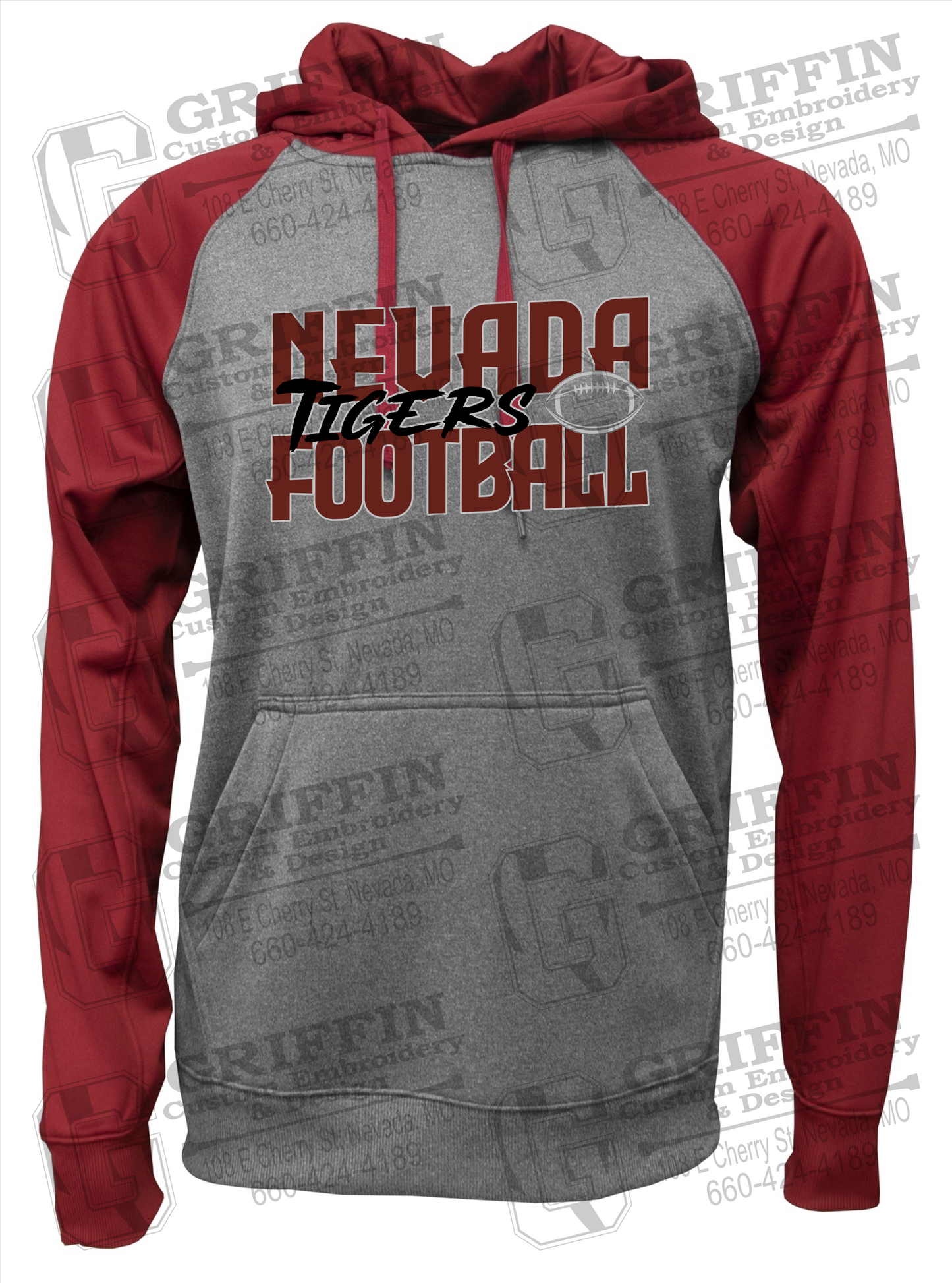 Nevada Tigers 23-P Raglan Hoodie - Football