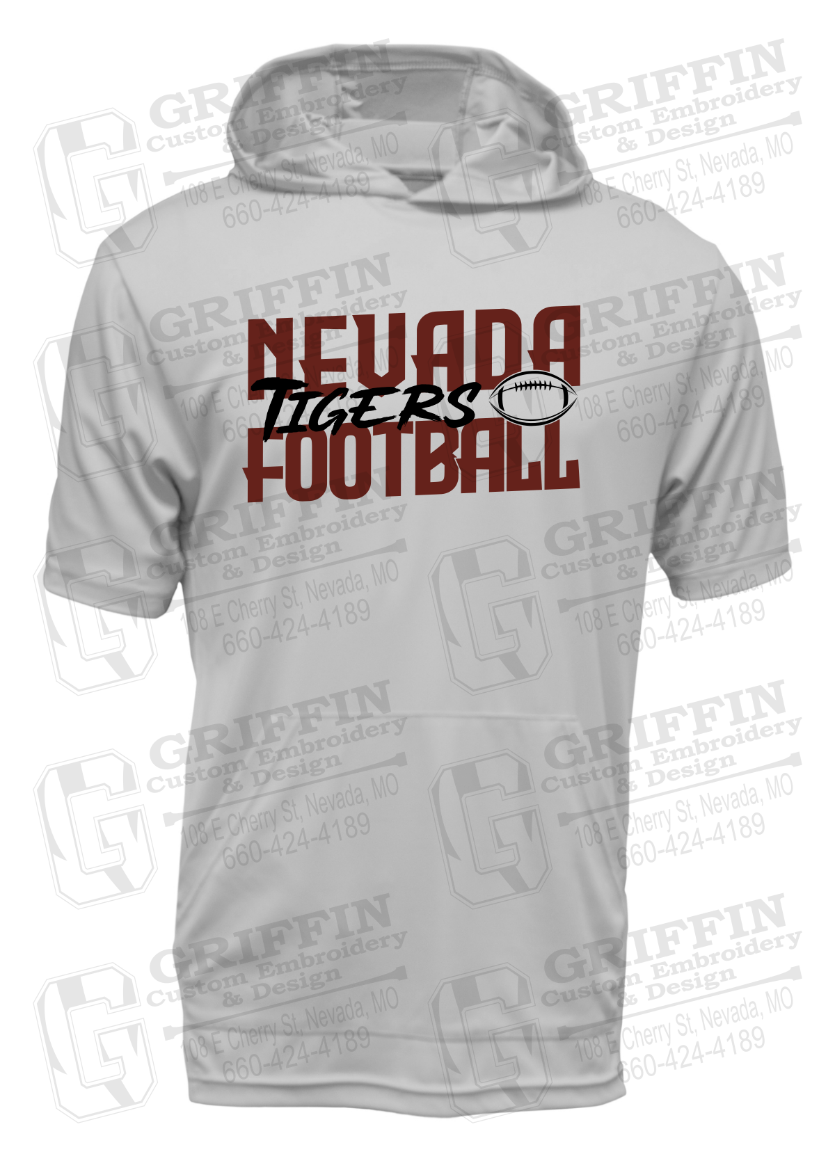 Dry-Fit Short Sleeve T-Shirt Hoodie - Football - Nevada Tigers 23-P