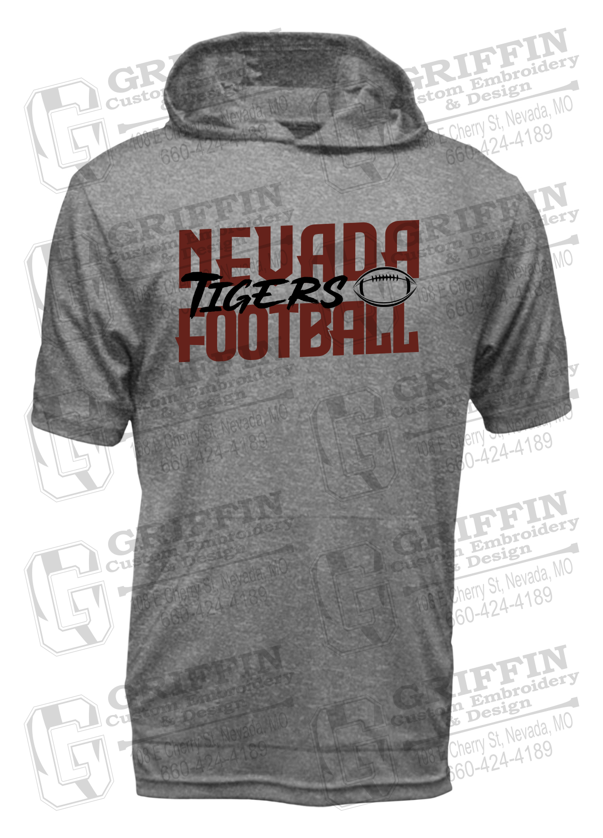 Dry-Fit Short Sleeve T-Shirt Hoodie - Football - Nevada Tigers 23-P