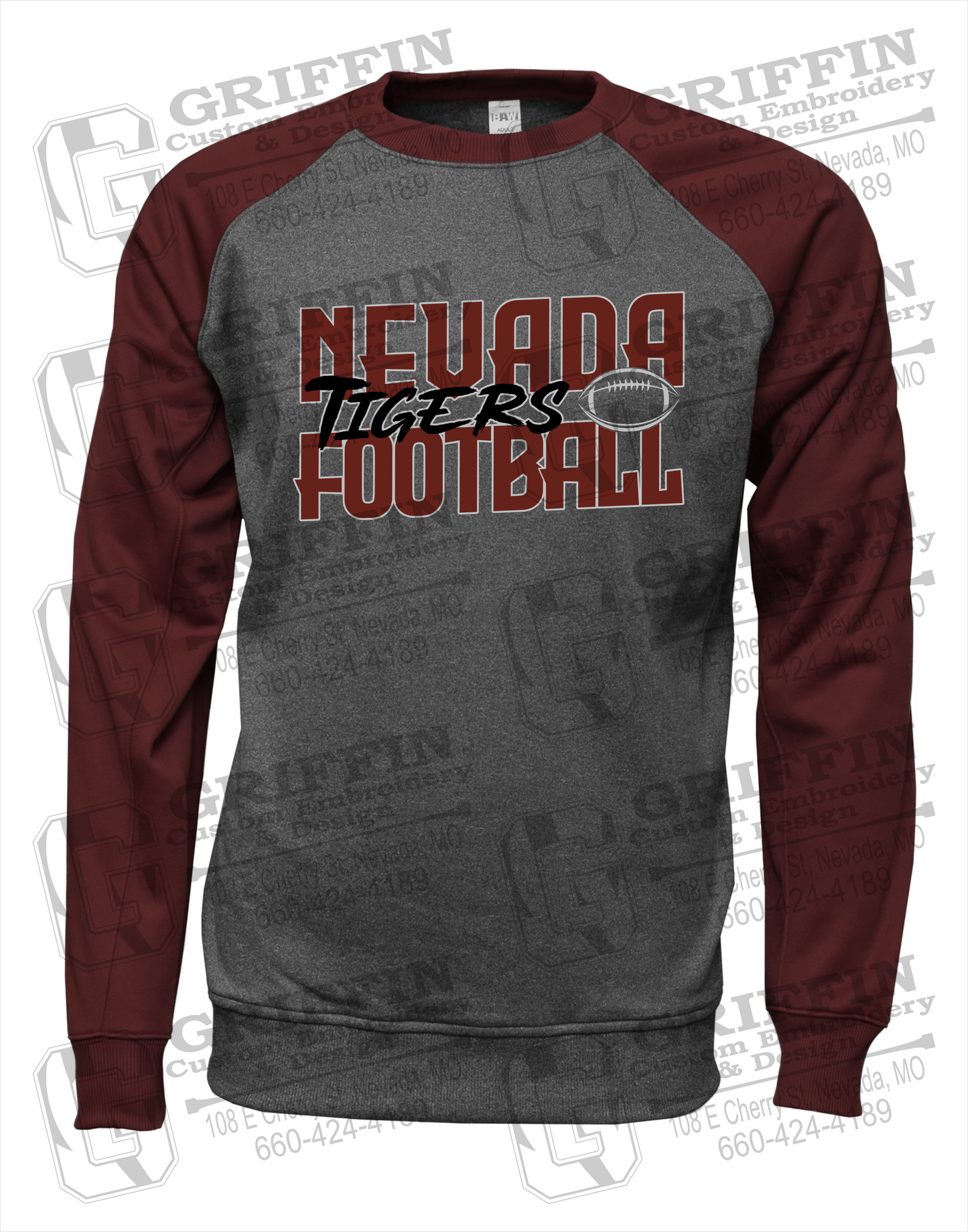 Nevada Tigers 23-P Raglan Sweatshirt - Football