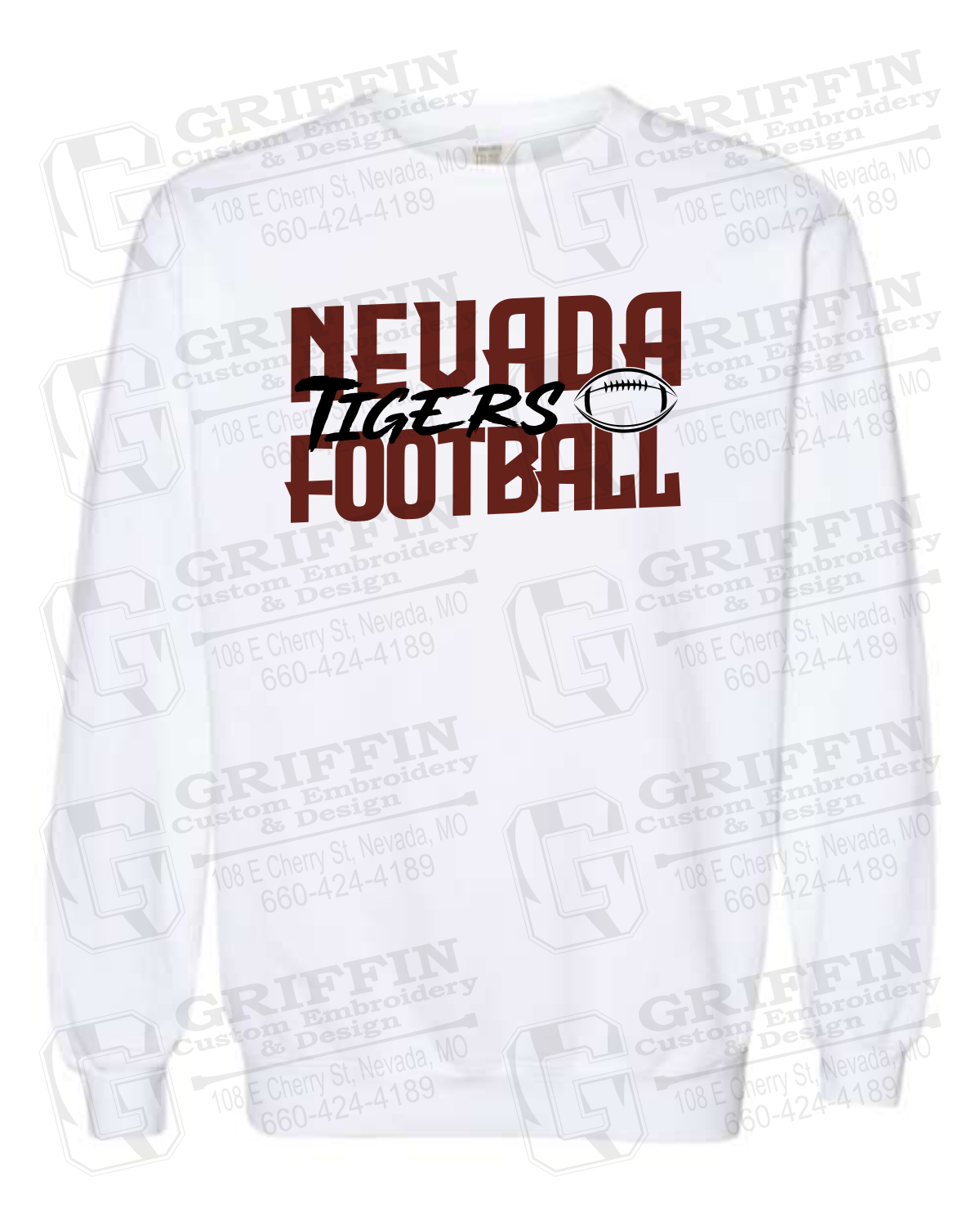 Comfort Colors Crewneck Sweatshirt - Football - Nevada Tigers 23-P