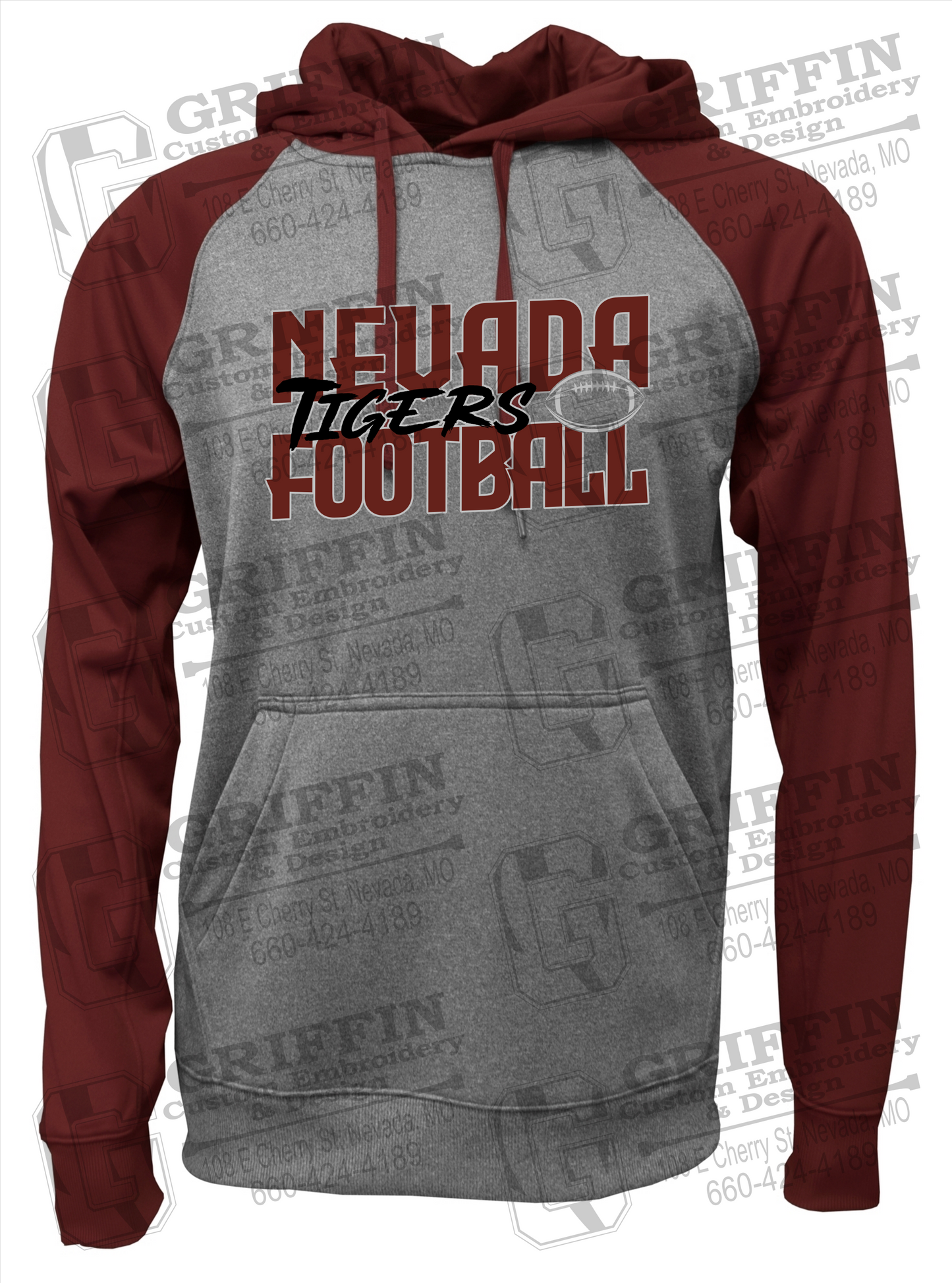 Nevada Tigers 23-P Raglan Hoodie - Football
