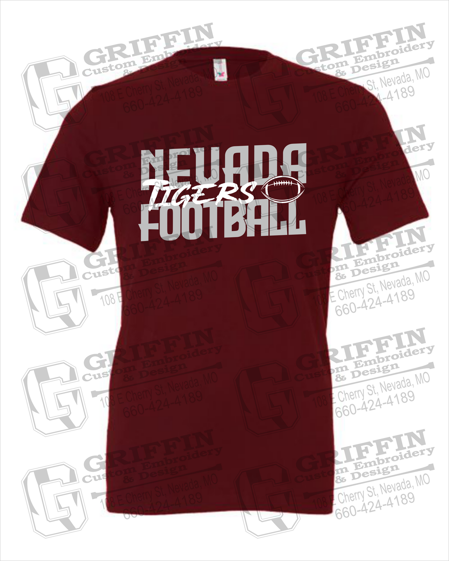 Cotton Short Sleeve T-Shirt - Football - Nevada Tigers 23-P