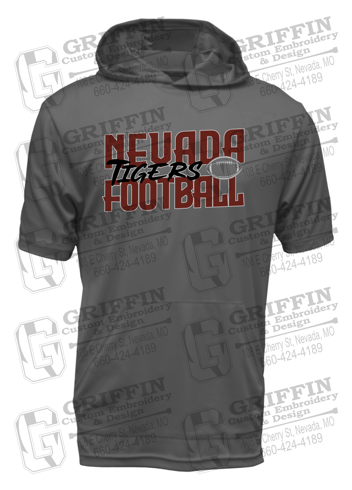 Dry-Fit Short Sleeve T-Shirt Hoodie - Football - Nevada Tigers 23-P