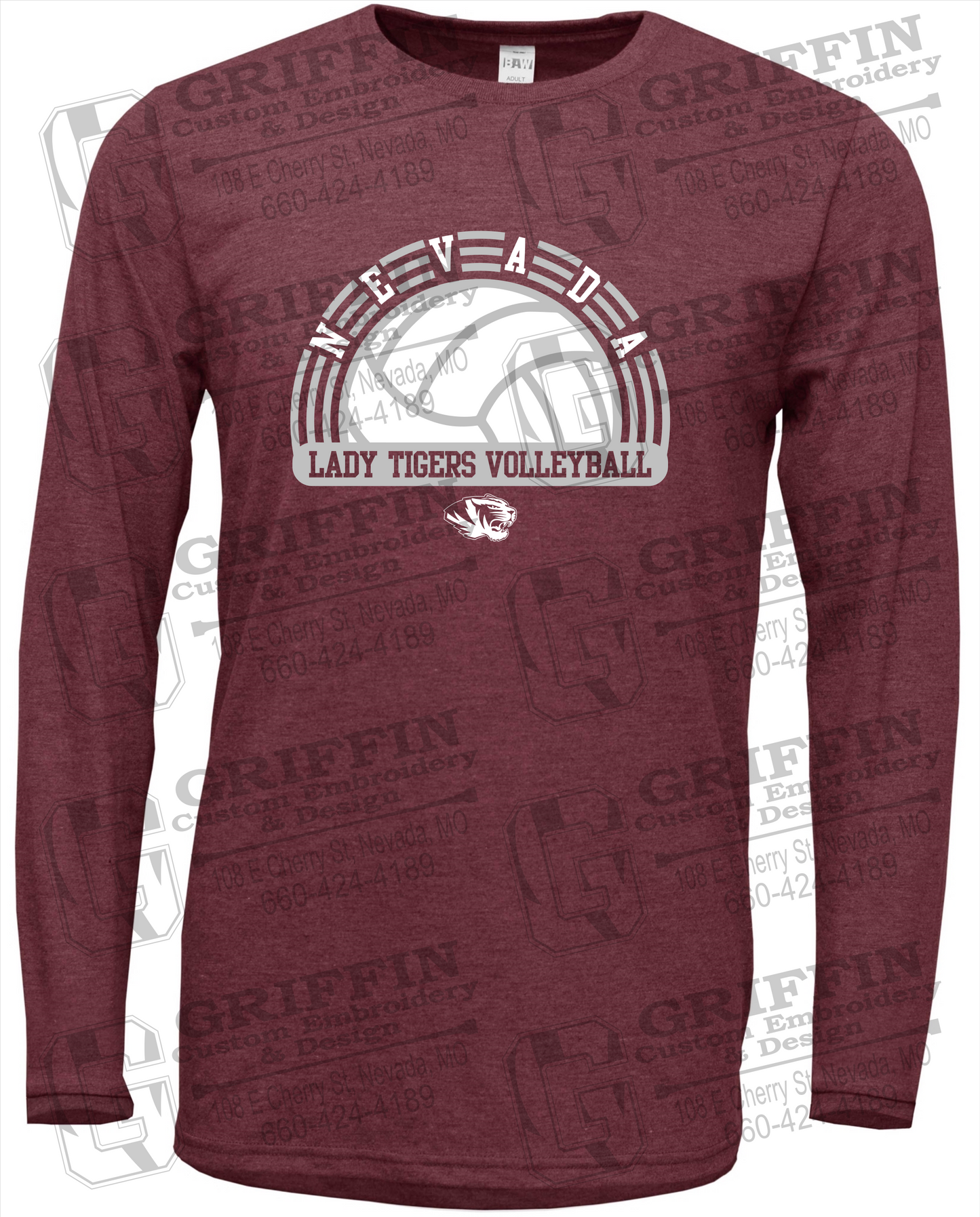 Soft-Tek Long Sleeve T-Shirt - Volleyball - Nevada Tigers 23-R