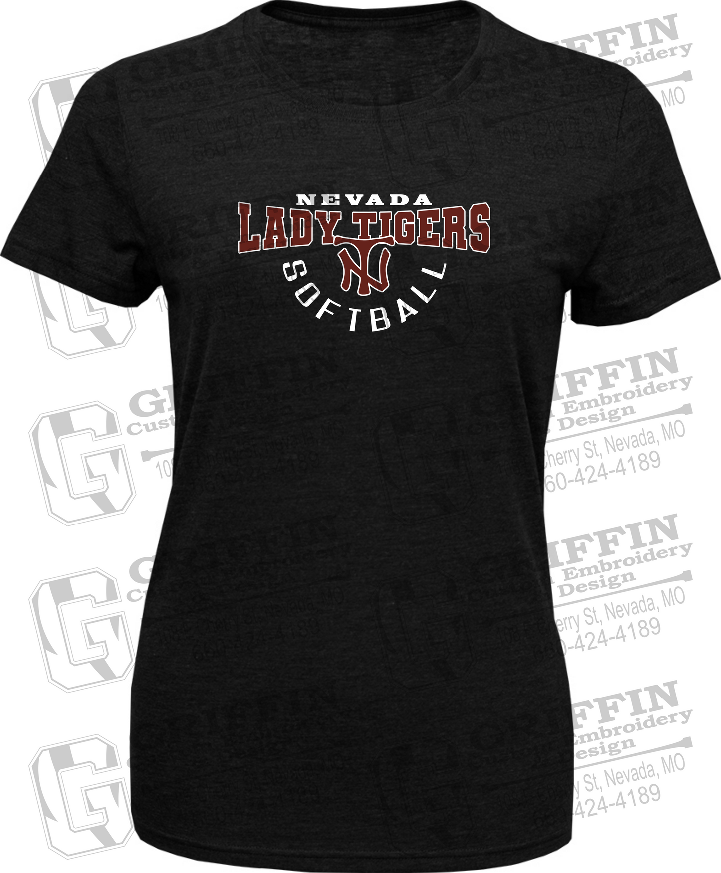 Womens Tri-Blend T-Shirt - Softball - Nevada Tigers 23-U
