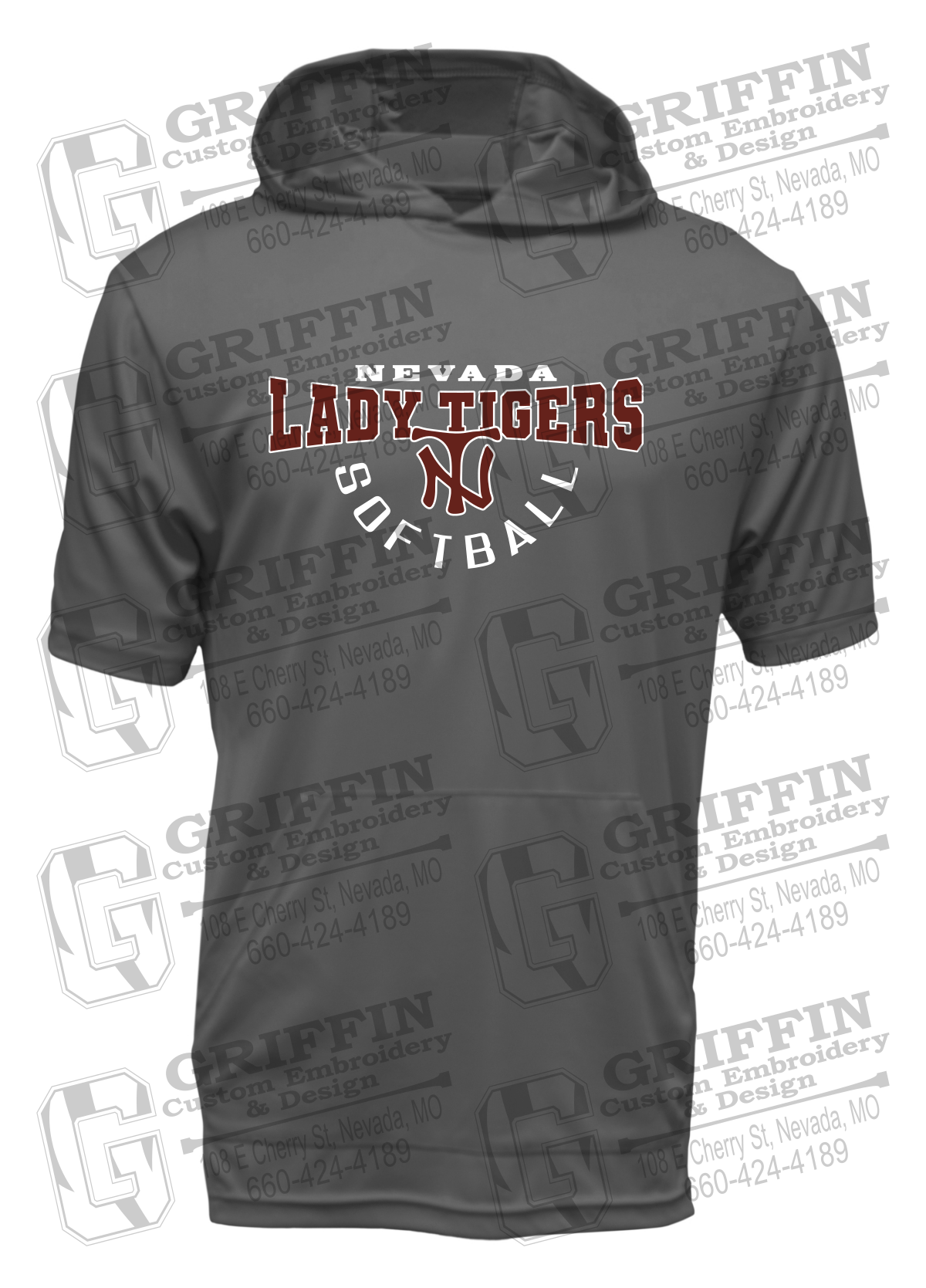 Dry-Fit Short Sleeve T-Shirt Hoodie - Softball - Nevada Tigers 23-U
