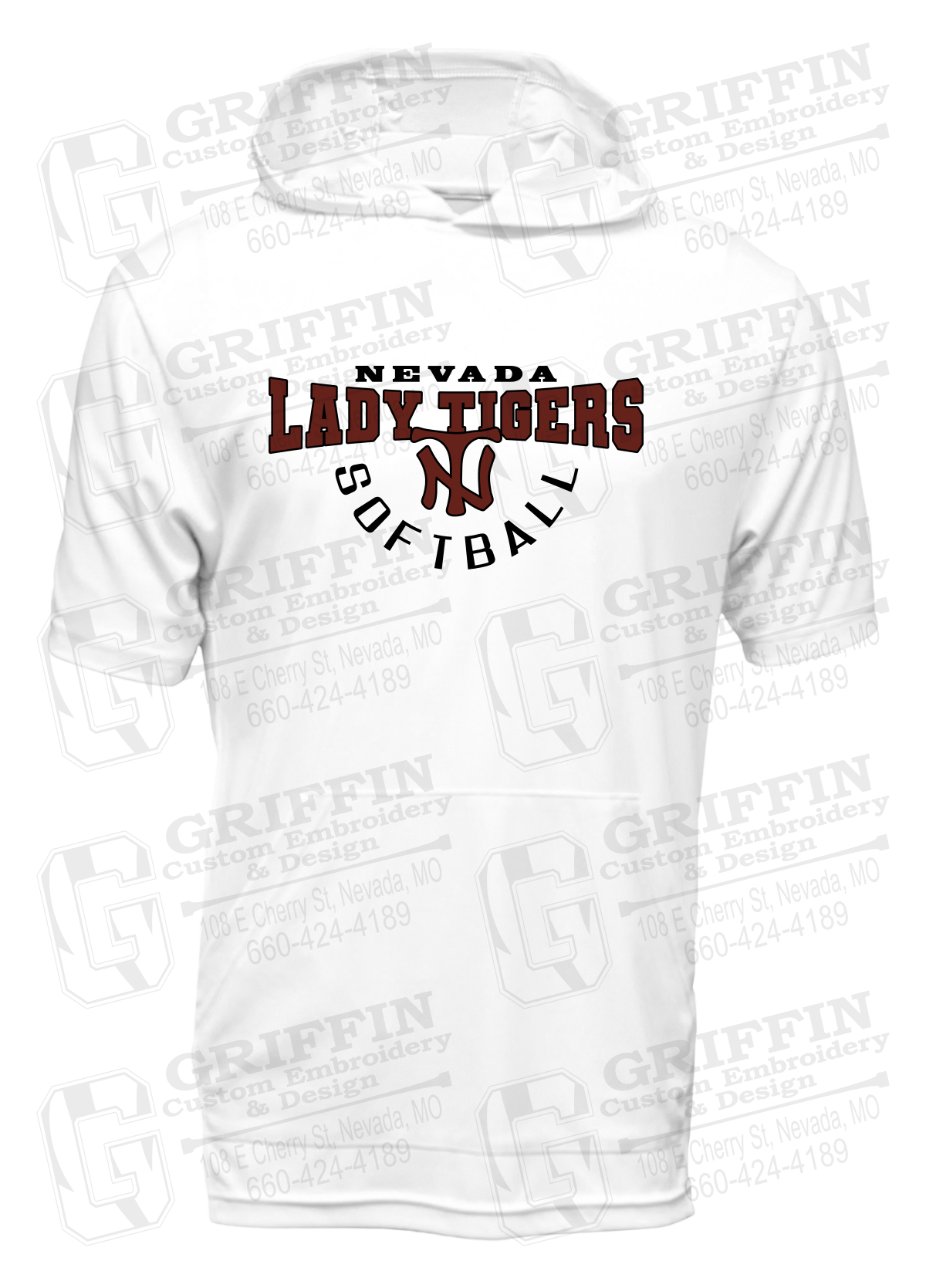 Dry-Fit Short Sleeve T-Shirt Hoodie - Softball - Nevada Tigers 23-U