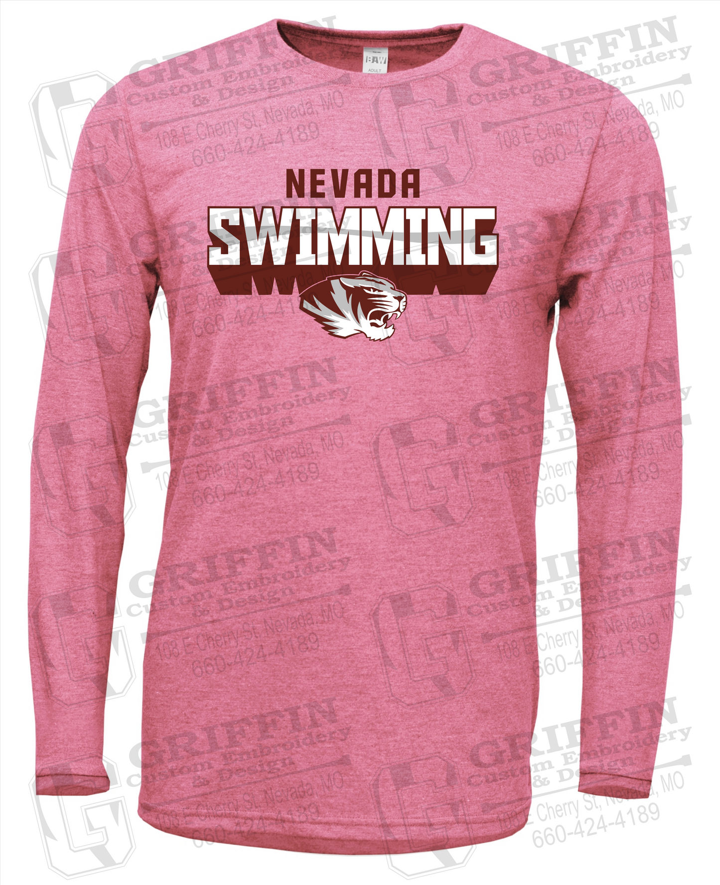 Nevada Tigers 23-V Long Sleeve T-Shirt - Swimming