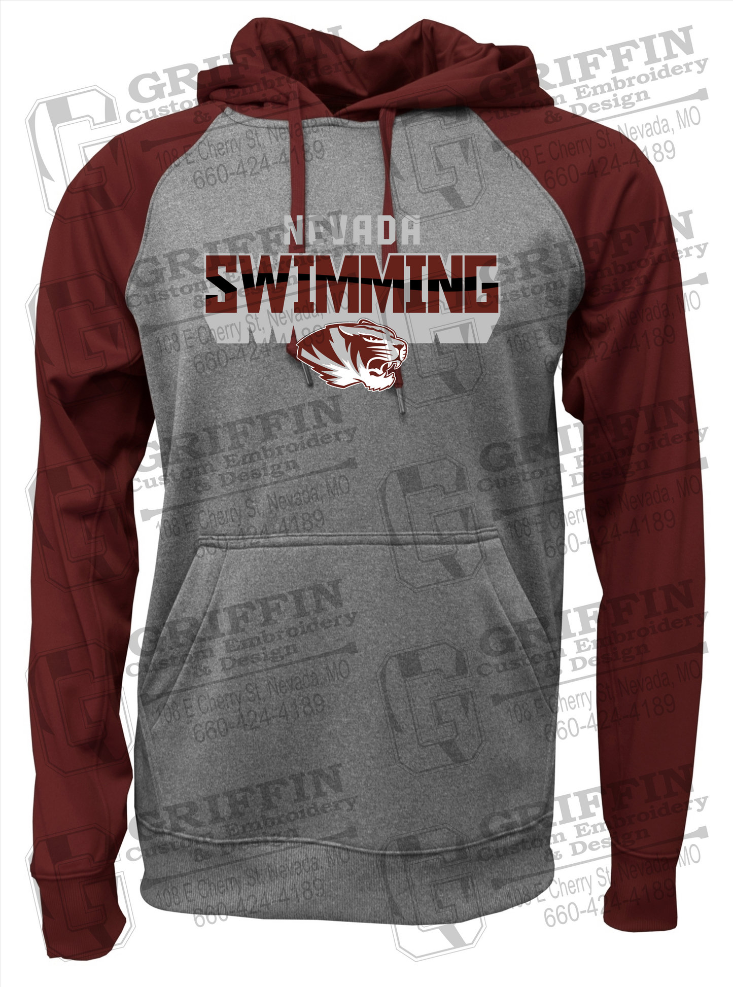 Nevada Tigers 23-V Raglan Hoodie - Swimming