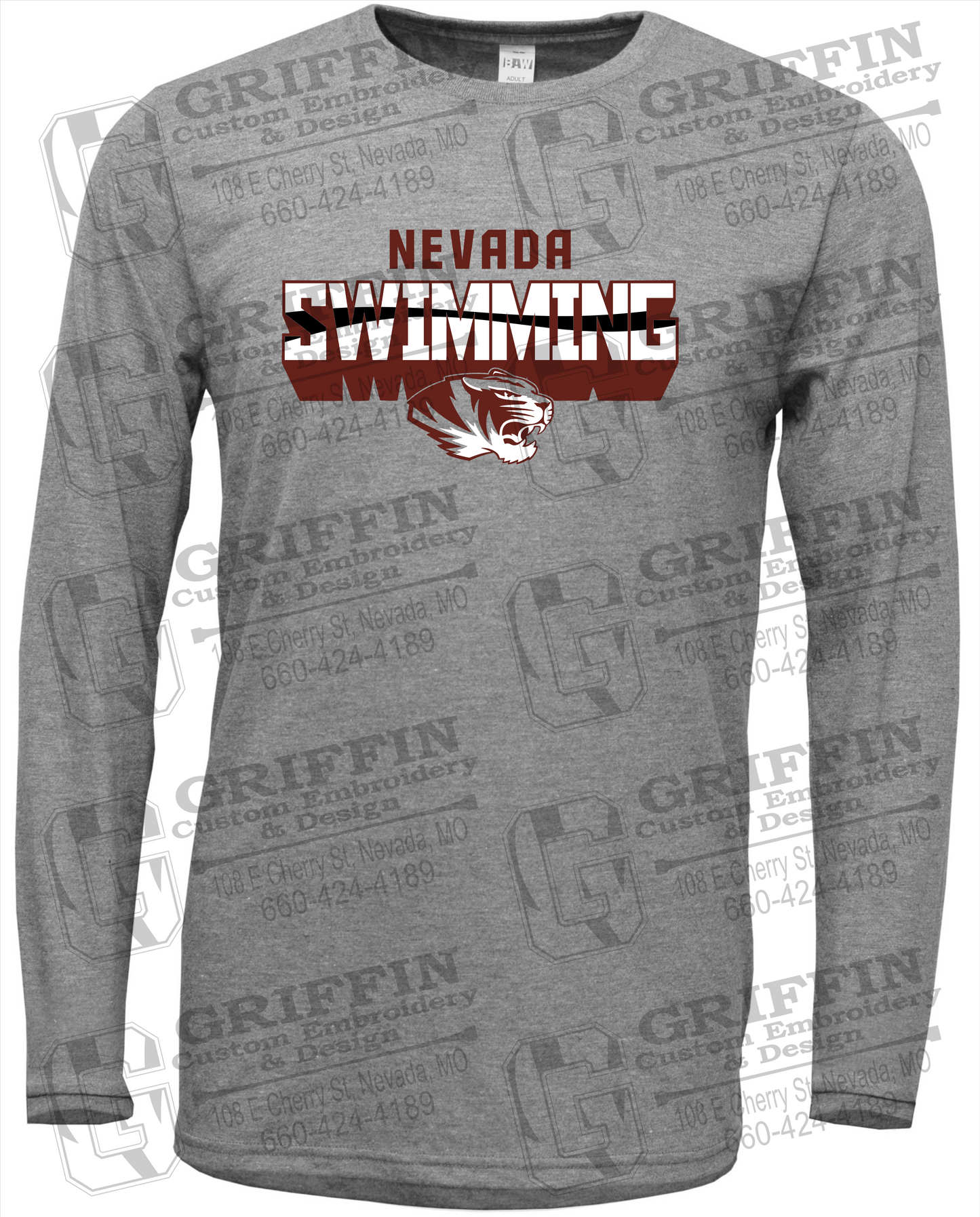 Nevada Tigers 23-V Long Sleeve T-Shirt - Swimming