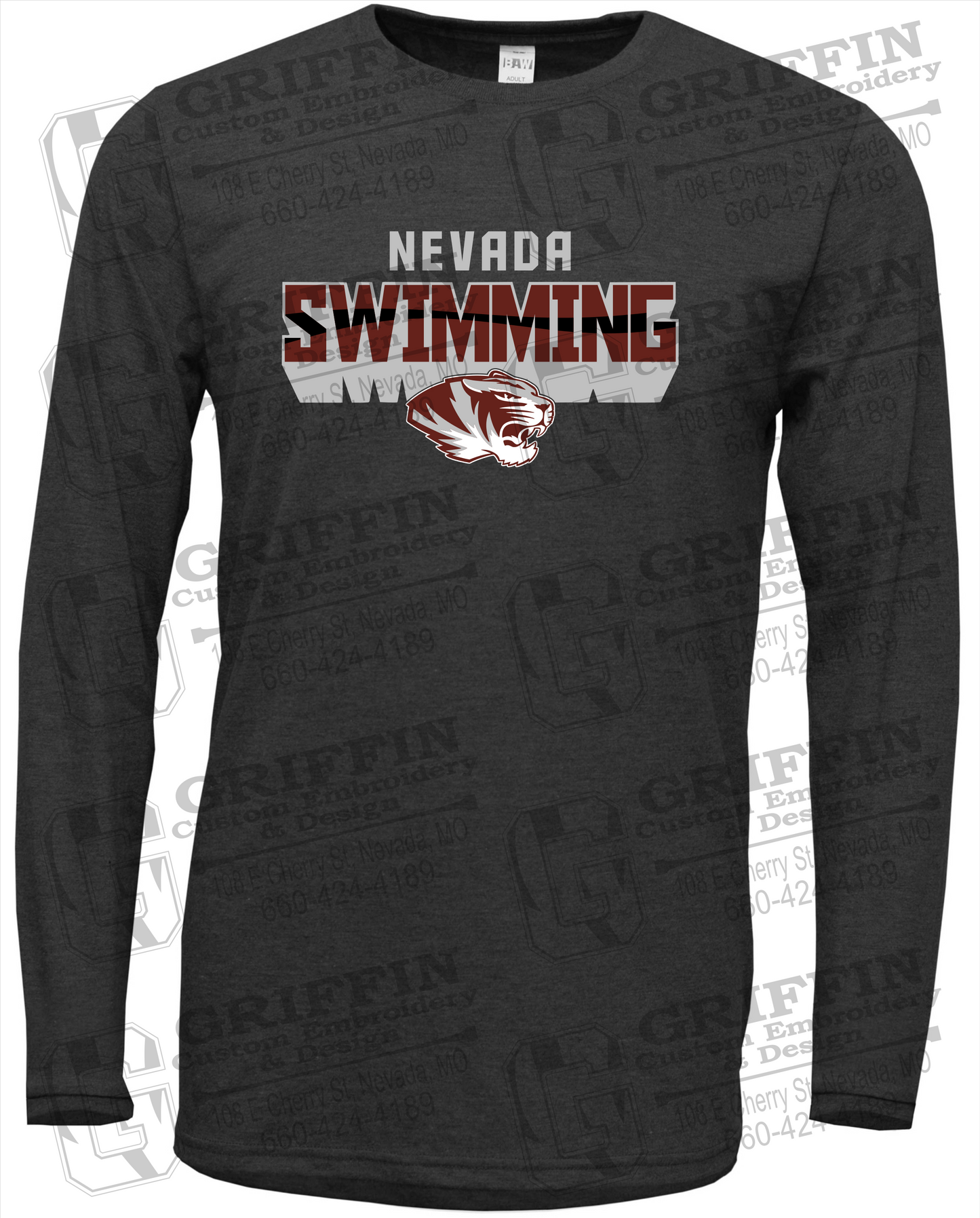 Nevada Tigers 23-V Long Sleeve T-Shirt - Swimming