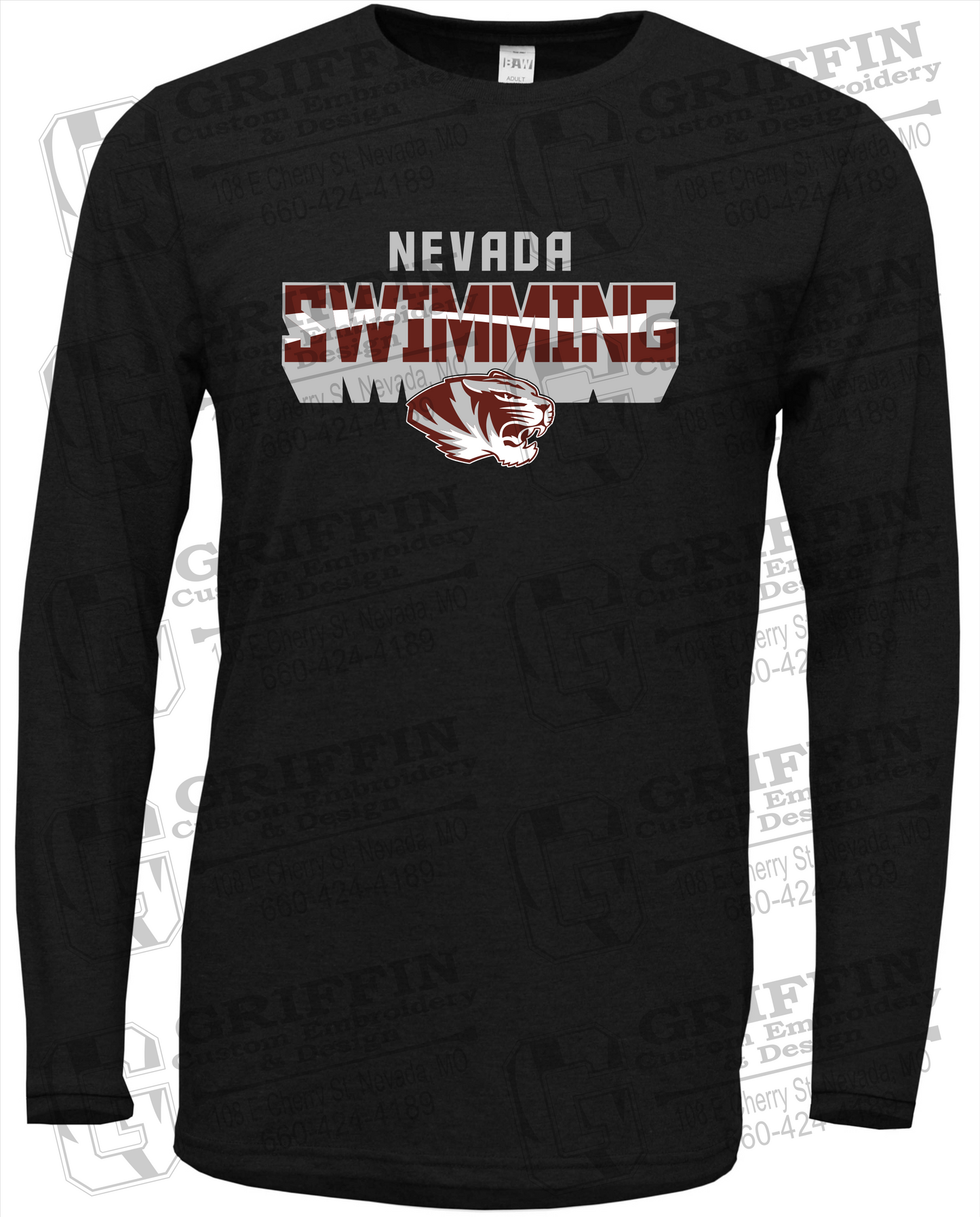 Nevada Tigers 23-V Long Sleeve T-Shirt - Swimming
