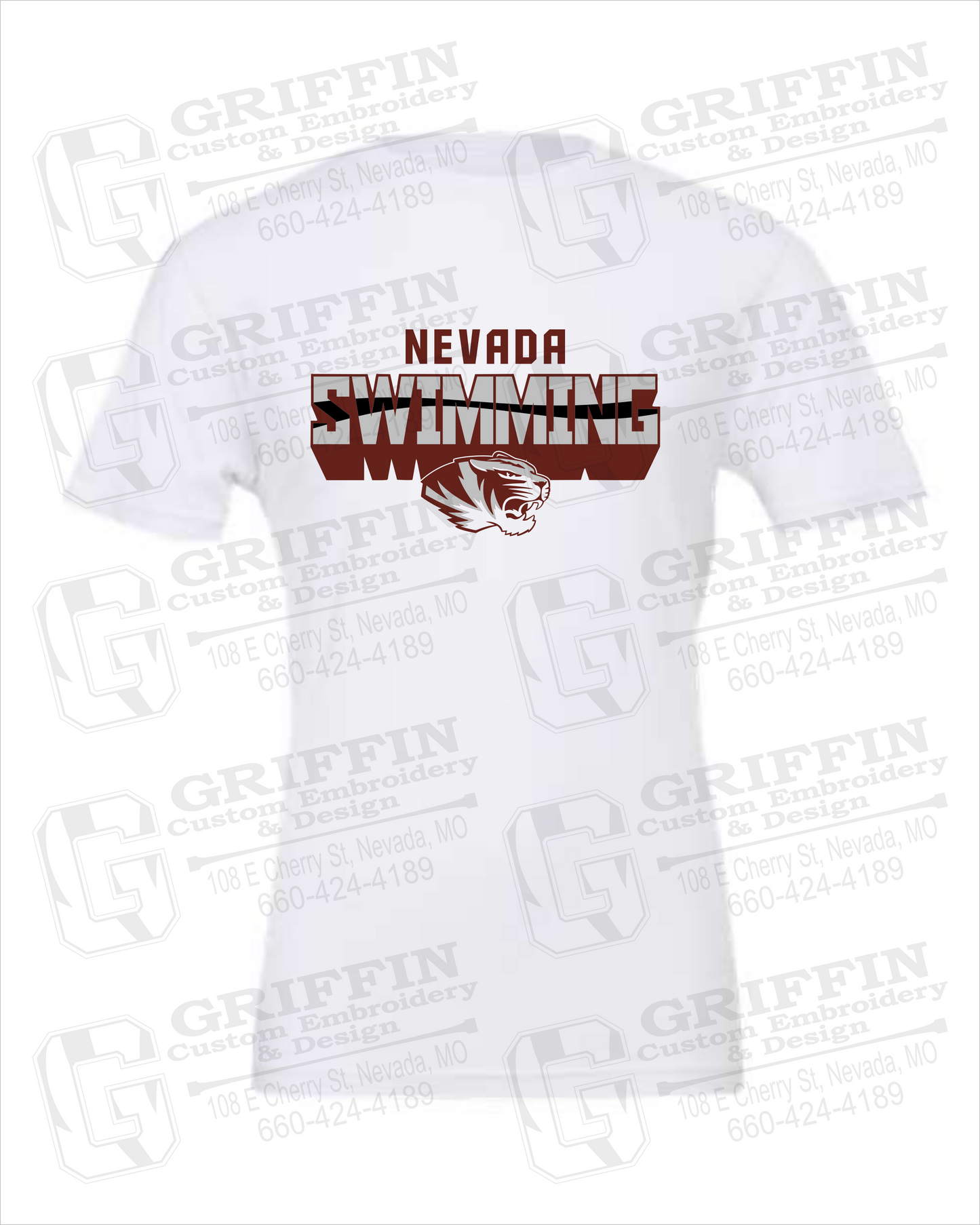 Cotton Short Sleeve T-Shirt - Swimming - Nevada Tigers 23-V