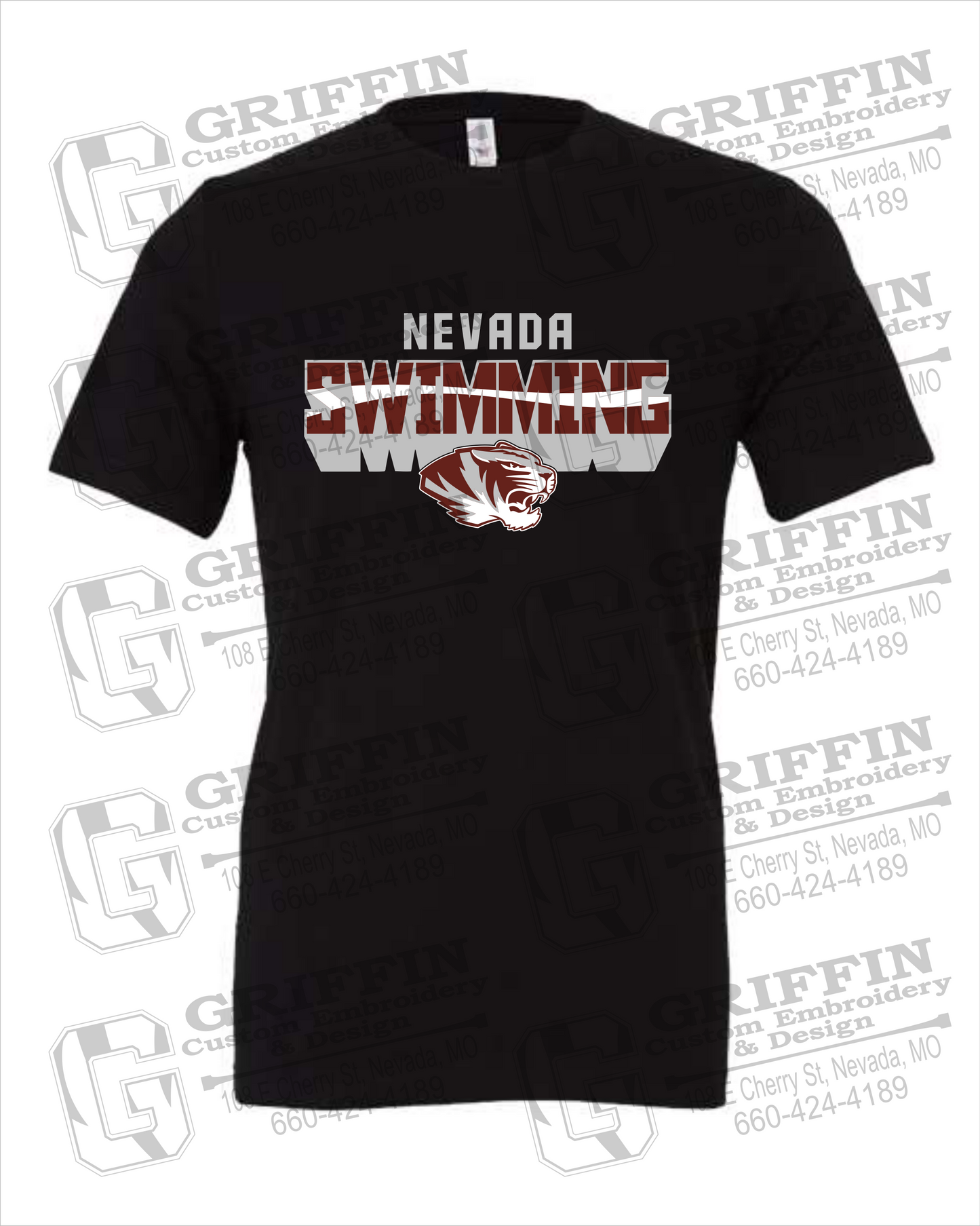 Cotton Short Sleeve T-Shirt - Swimming - Nevada Tigers 23-V
