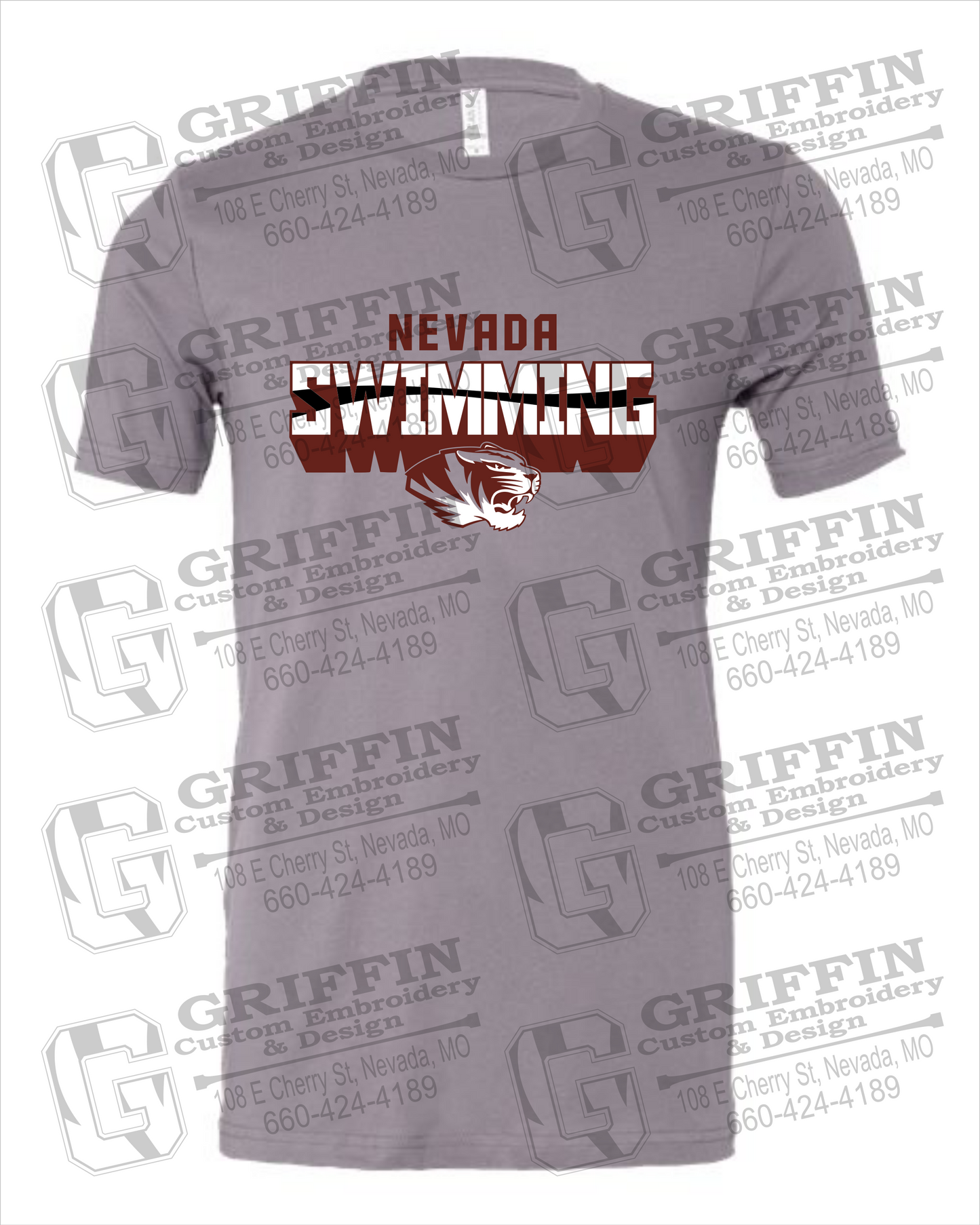 Cotton Short Sleeve T-Shirt - Swimming - Nevada Tigers 23-V