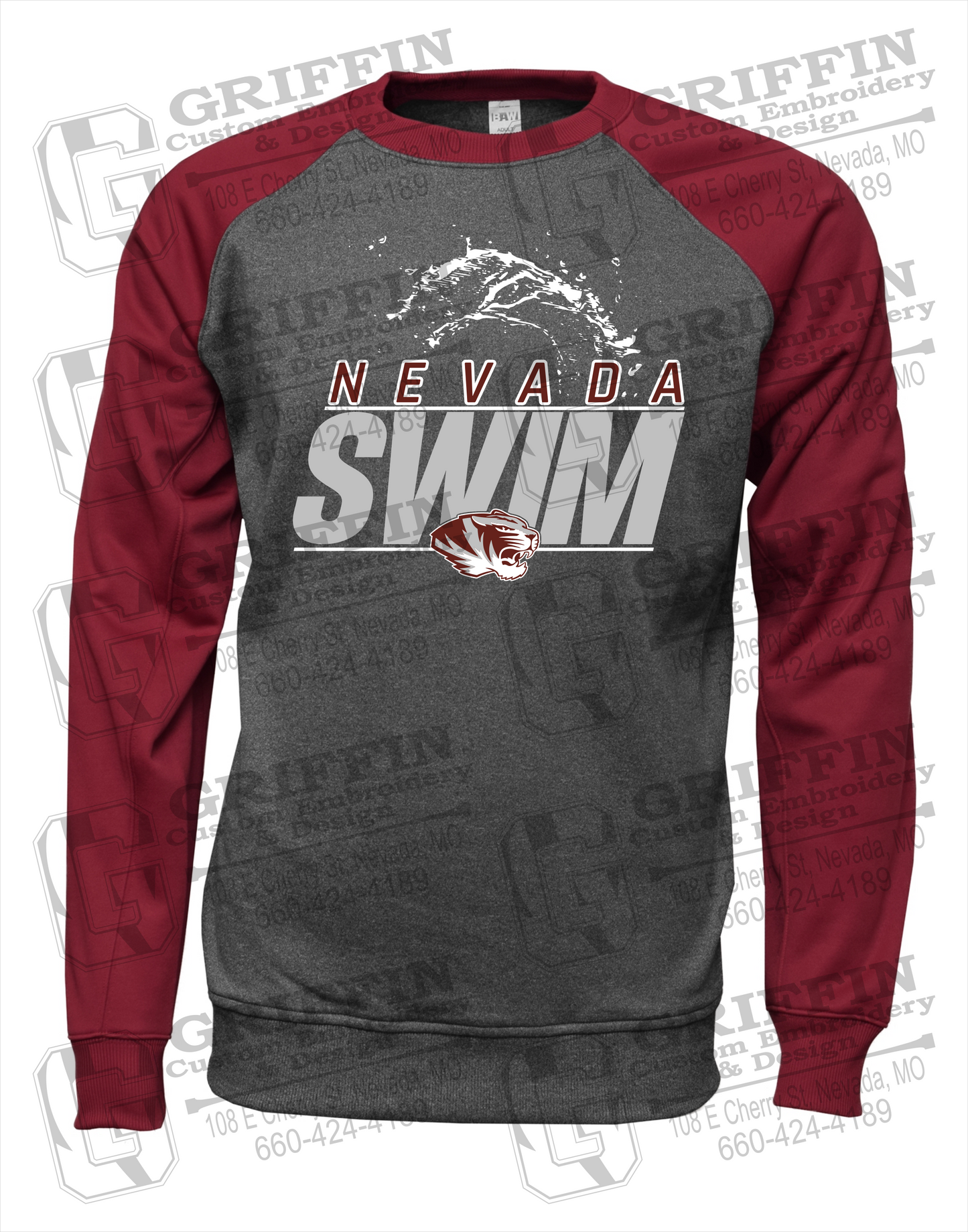 Nevada Tigers 23-W Youth Raglan Sweatshirt - Swimming