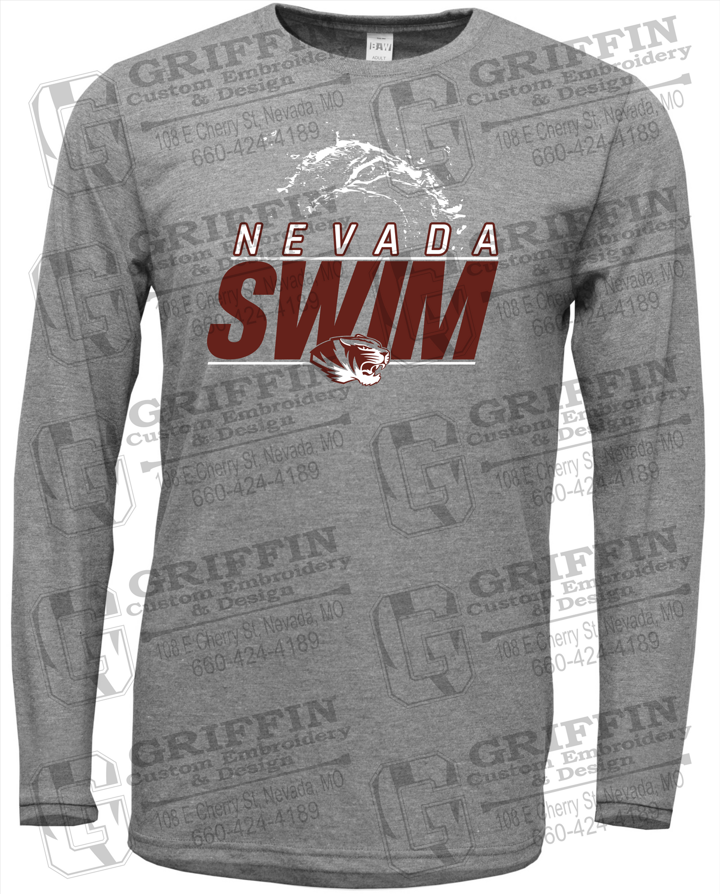 Soft-Tek Long Sleeve T-Shirt - Swimming - Nevada Tigers 23-W
