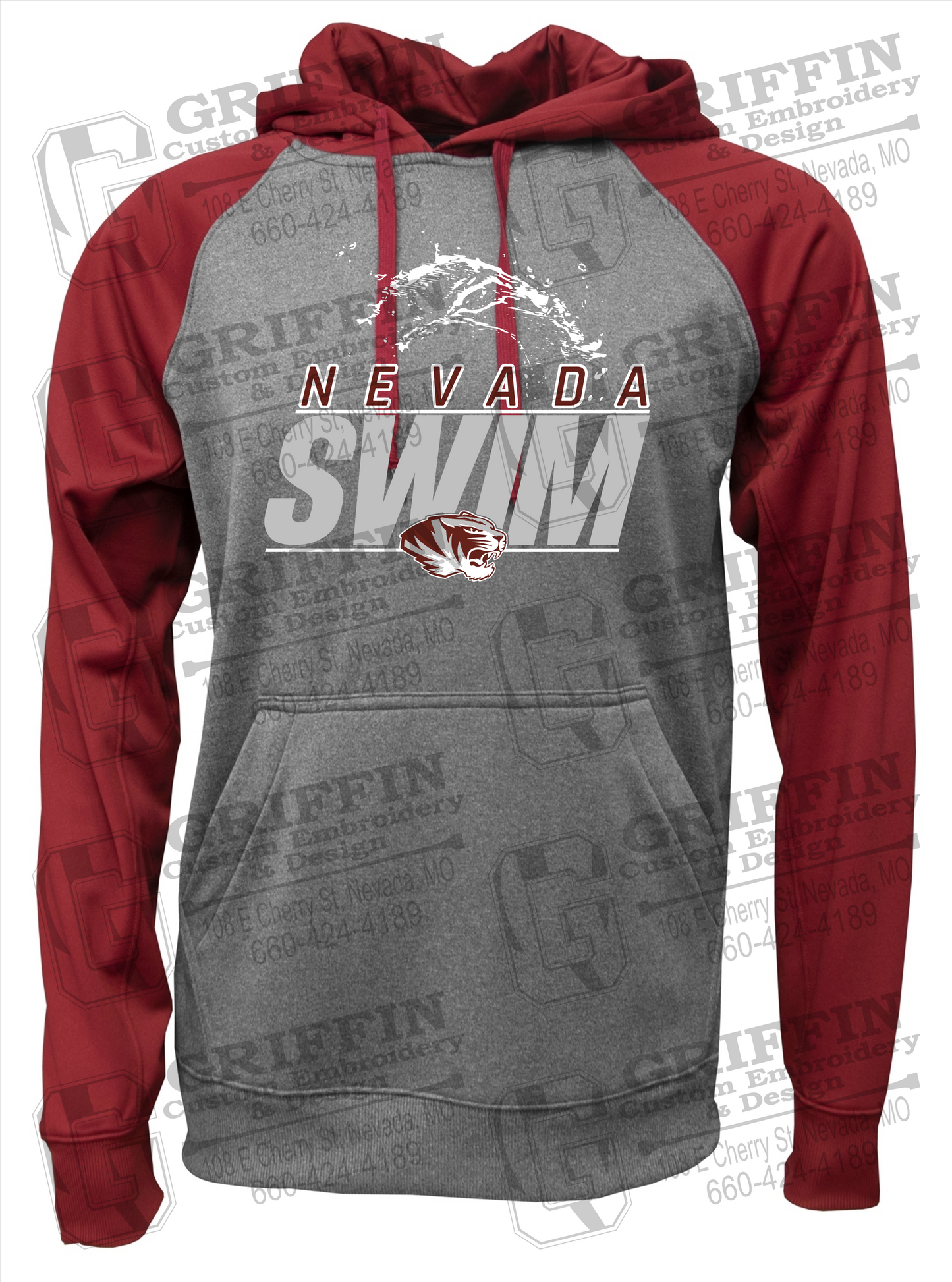 Nevada Tigers 23-W Raglan Hoodie - Swimming