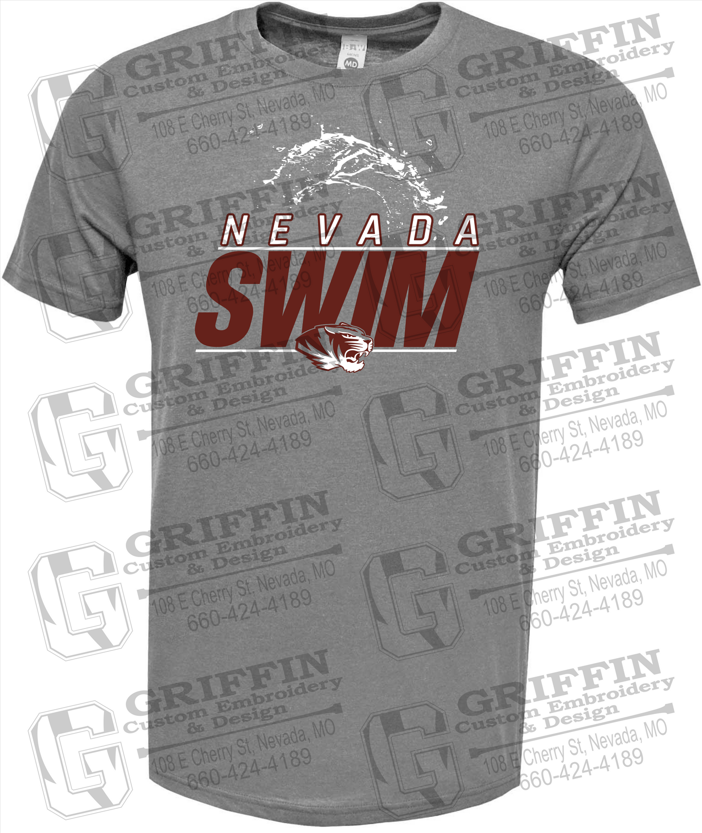 Soft-Tek Short Sleeve T-Shirt - Swimming - Nevada Tigers 23-W