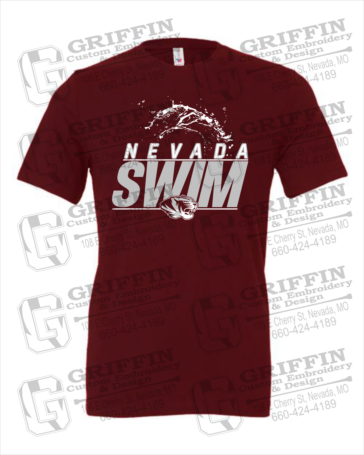 Cotton Short Sleeve T-Shirt - Swimming - Nevada Tigers 23-W